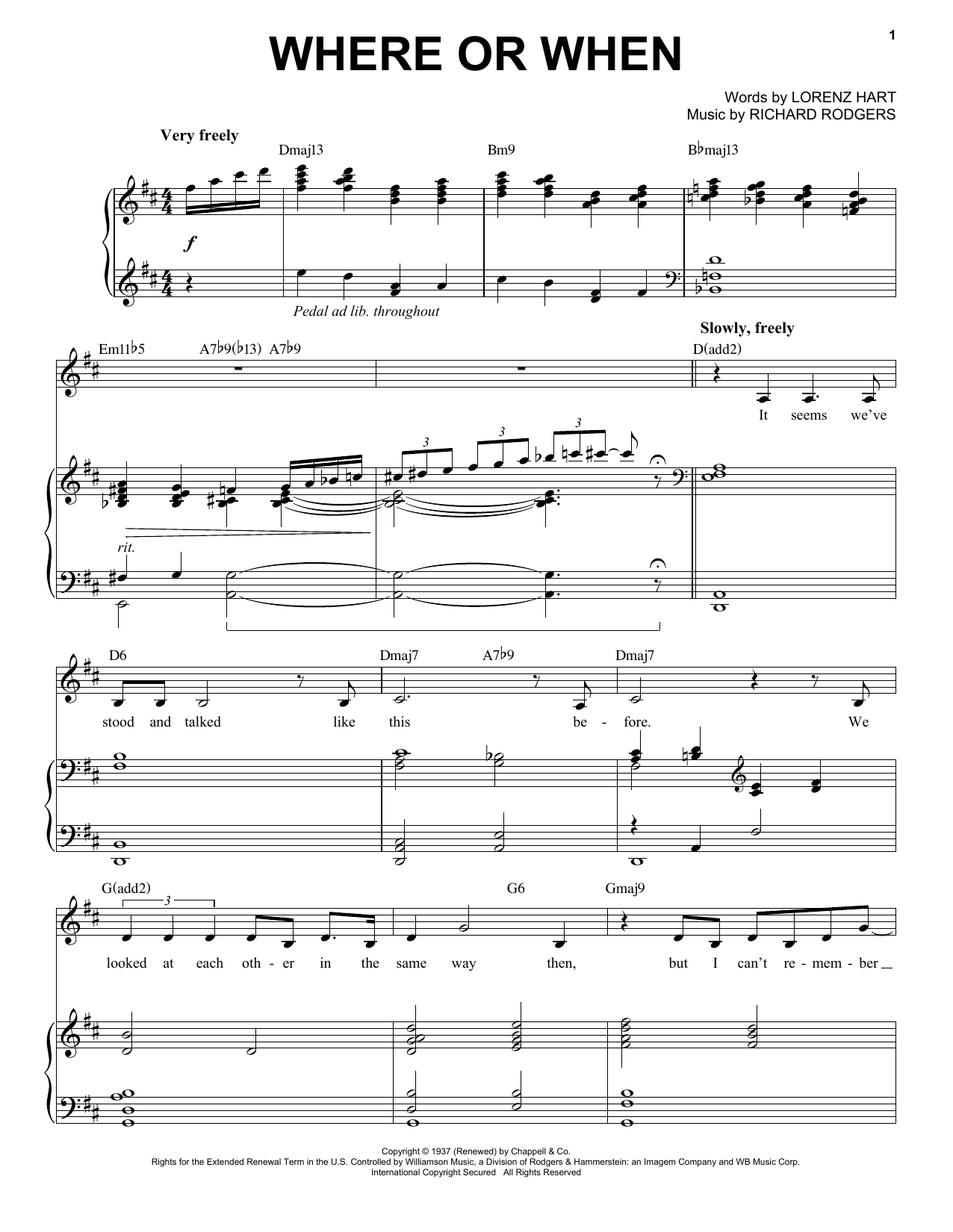 Download Michael Bublé Where Or When Sheet Music and learn how to play Piano & Vocal PDF digital score in minutes
