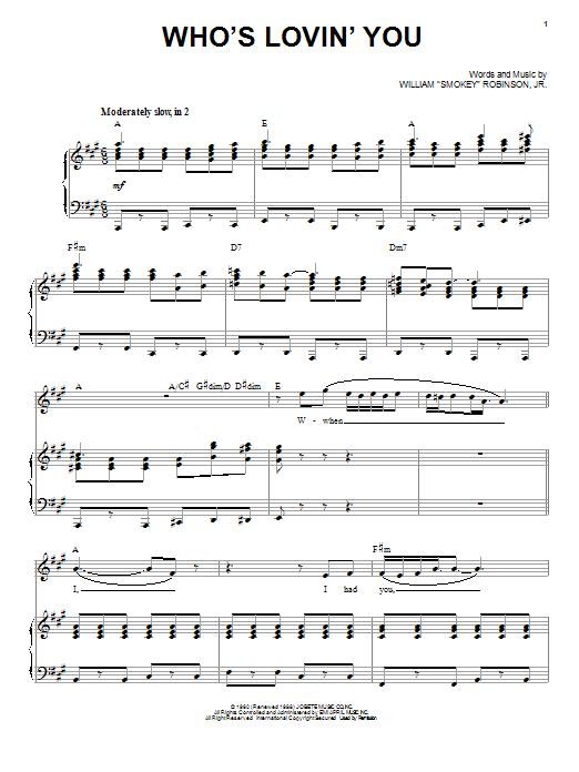Download Michael Buble Who's Lovin' You Sheet Music and learn how to play Piano, Vocal & Guitar (Right-Hand Melody) PDF digital score in minutes