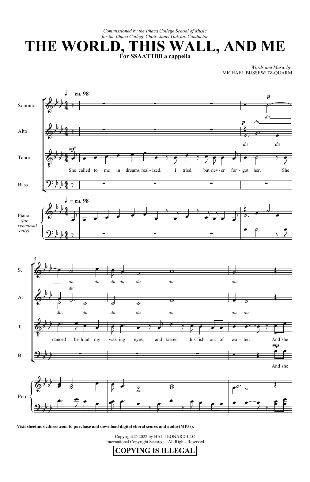 Download Michael Bussewitz-Quarm The World, This Wall, And Me Sheet Music and learn how to play Choir PDF digital score in minutes