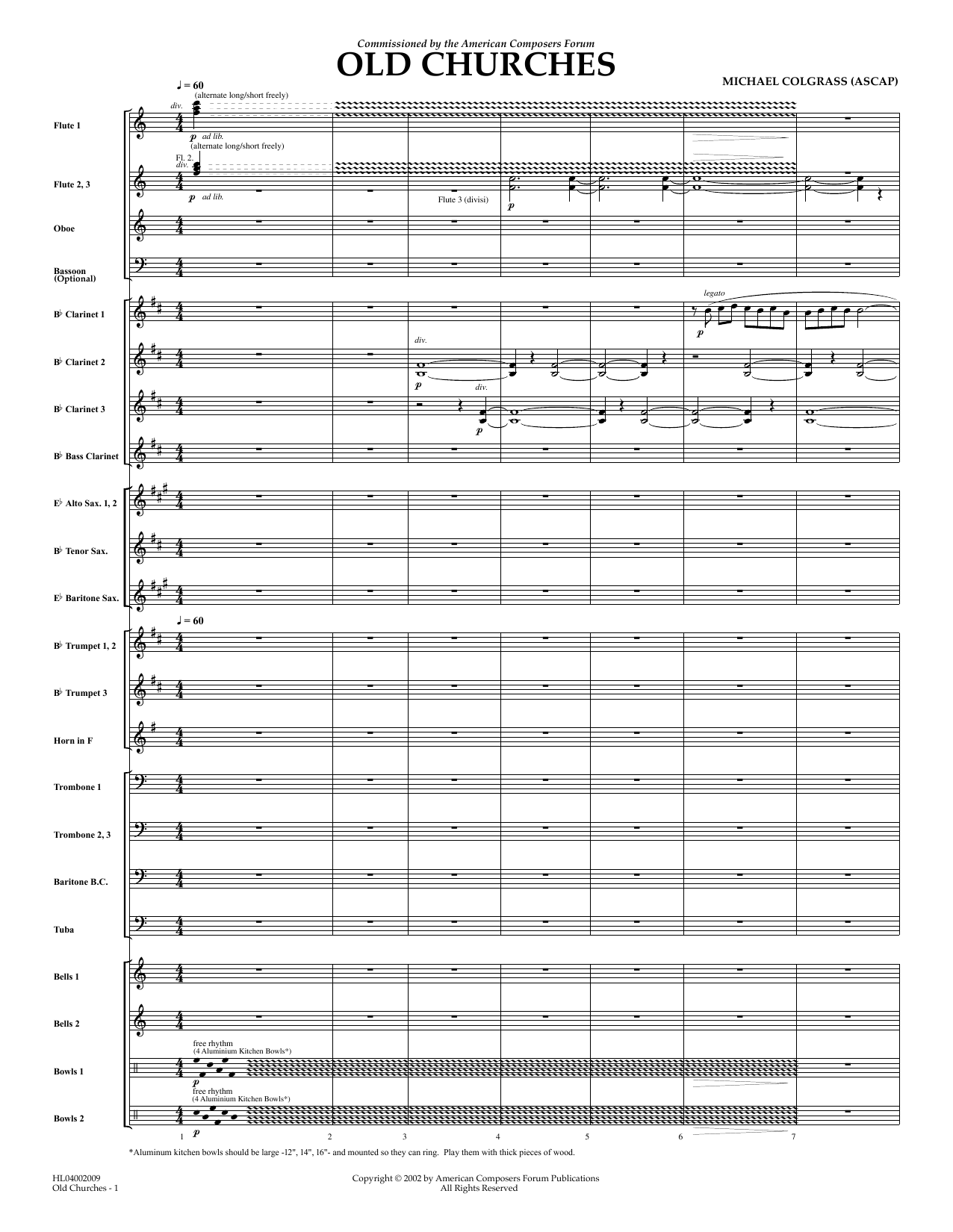 Download Michael Colgrass Old Churches - Full Score Sheet Music and learn how to play Concert Band PDF digital score in minutes