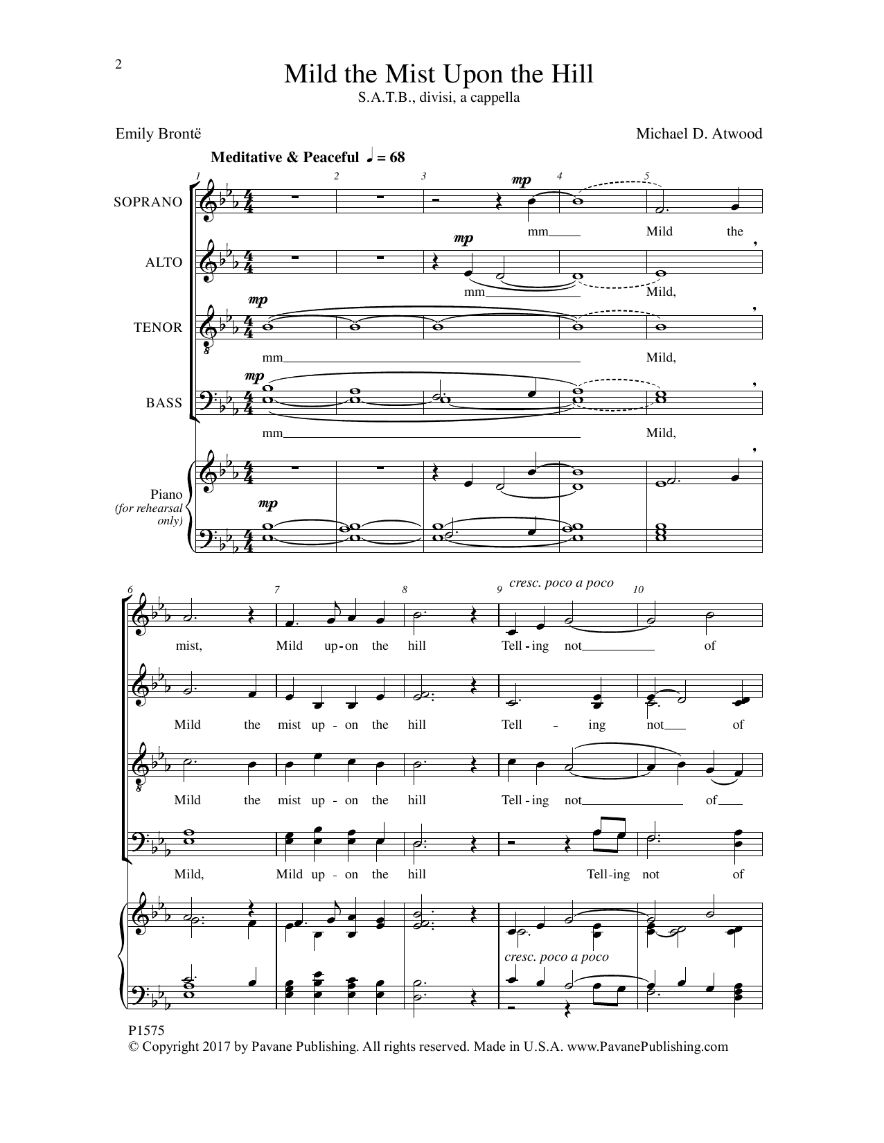 Download Michael D. Atwood Mild the Mist upon the Hill Sheet Music and learn how to play Choir PDF digital score in minutes