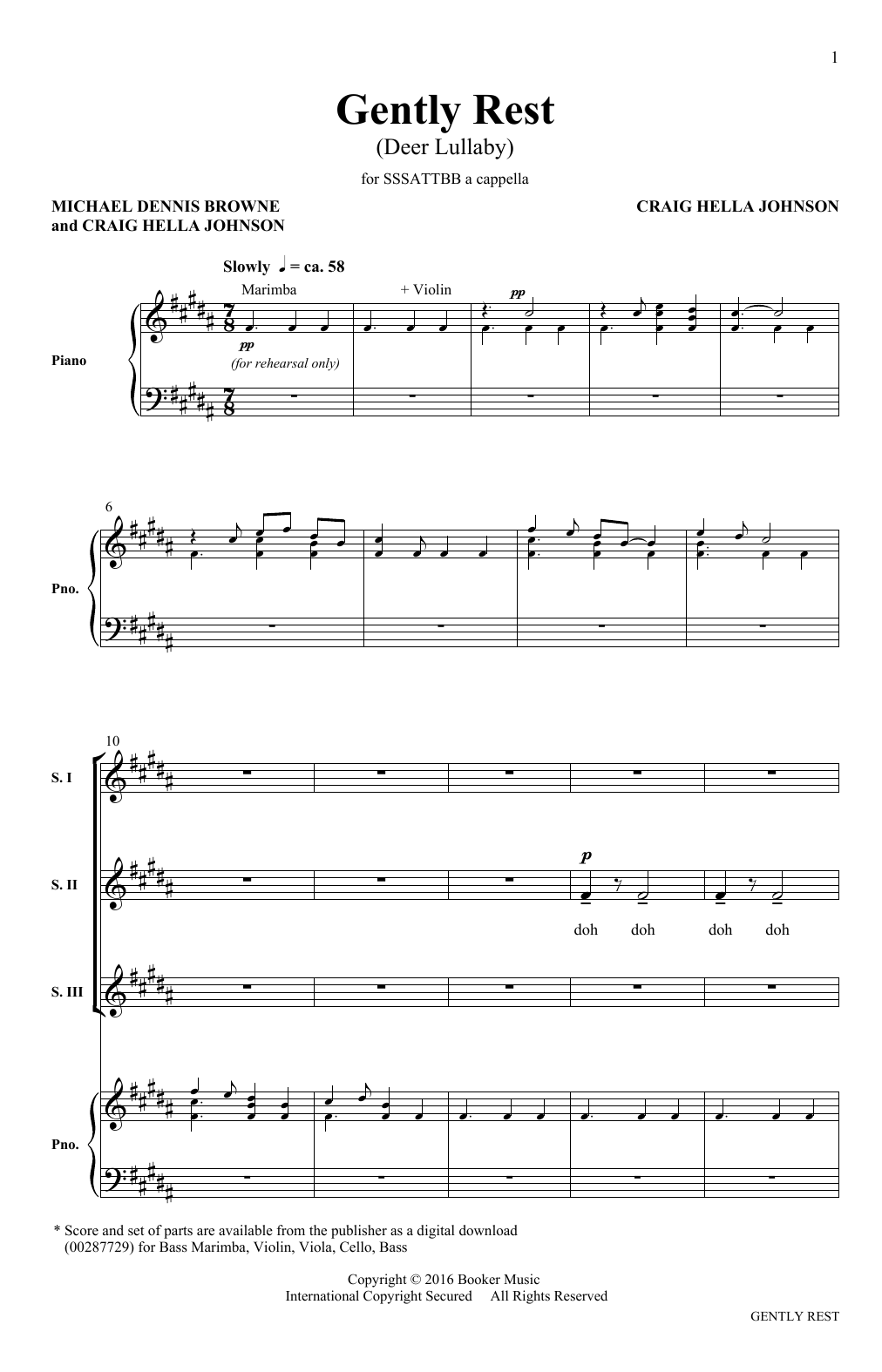 Download Michael Dennis Browne & Craig Hella Johnson Gently Rest (Deer Lullaby) (from Considering Matthew Shepard) Sheet Music and learn how to play SATB Choir PDF digital score in minutes