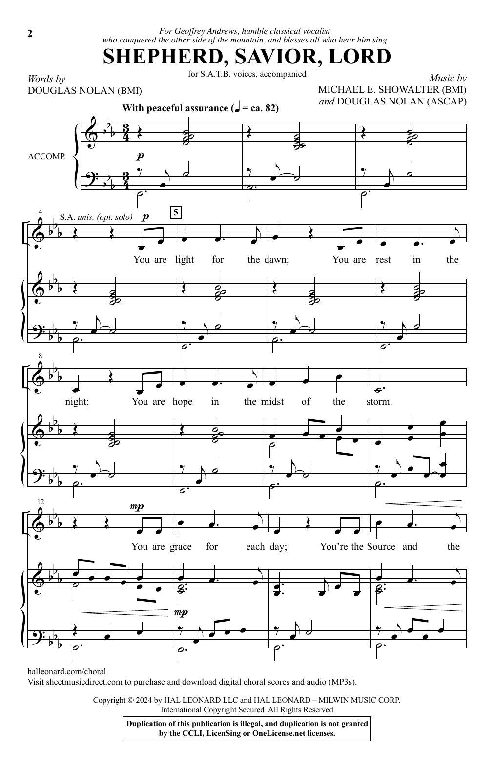 Download Michael E. Showalter & Douglas Nolan Shepherd, Savior, Lord Sheet Music and learn how to play SATB Choir PDF digital score in minutes