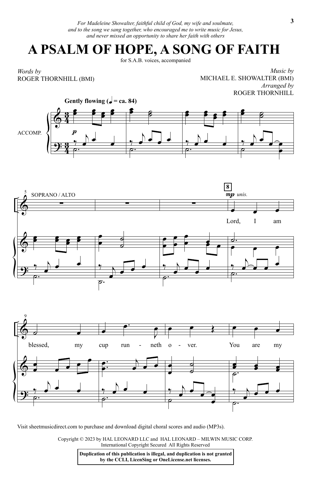 Download Michael E. Showalter A Psalm Of Hope, A Song Of Faith (arr. Roger Thornhill) Sheet Music and learn how to play SAB Choir PDF digital score in minutes