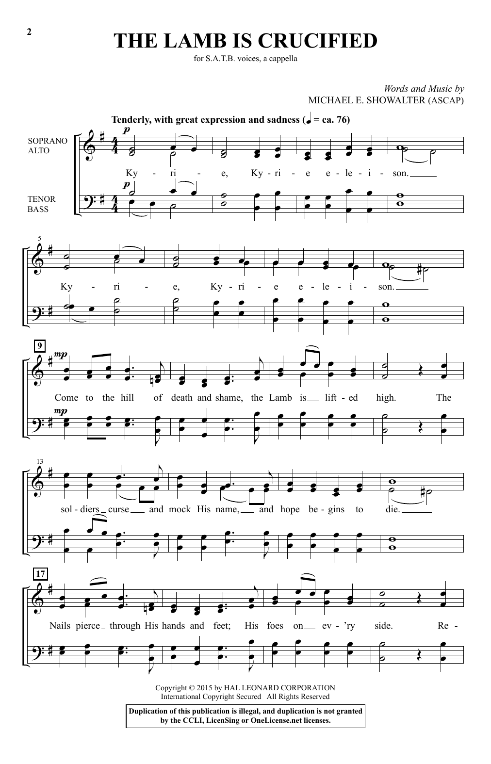 Download Michael E. Showalter The Lamb Is Crucified Sheet Music and learn how to play SATB PDF digital score in minutes