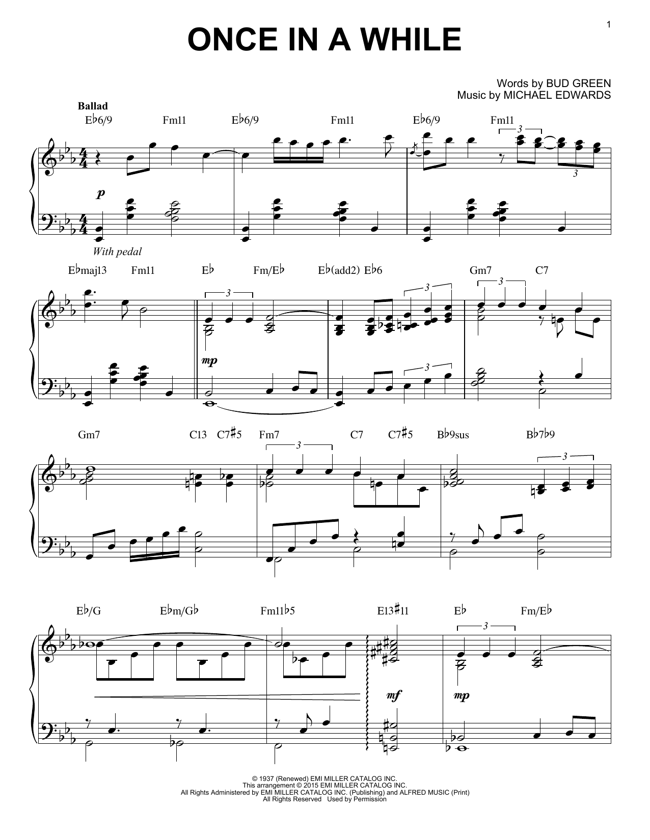 Download Michael Edwards Once In A While Sheet Music and learn how to play Piano PDF digital score in minutes