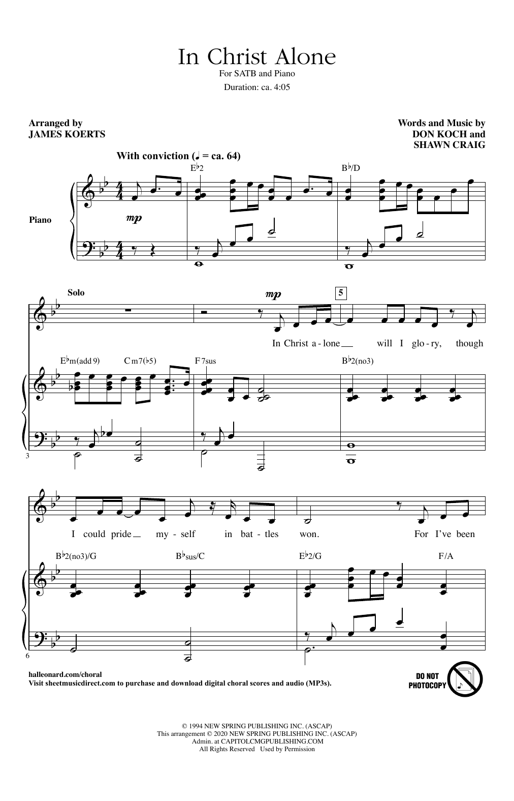 Download Michael English In Christ Alone (arr. James Koerts) Sheet Music and learn how to play SATB Choir PDF digital score in minutes