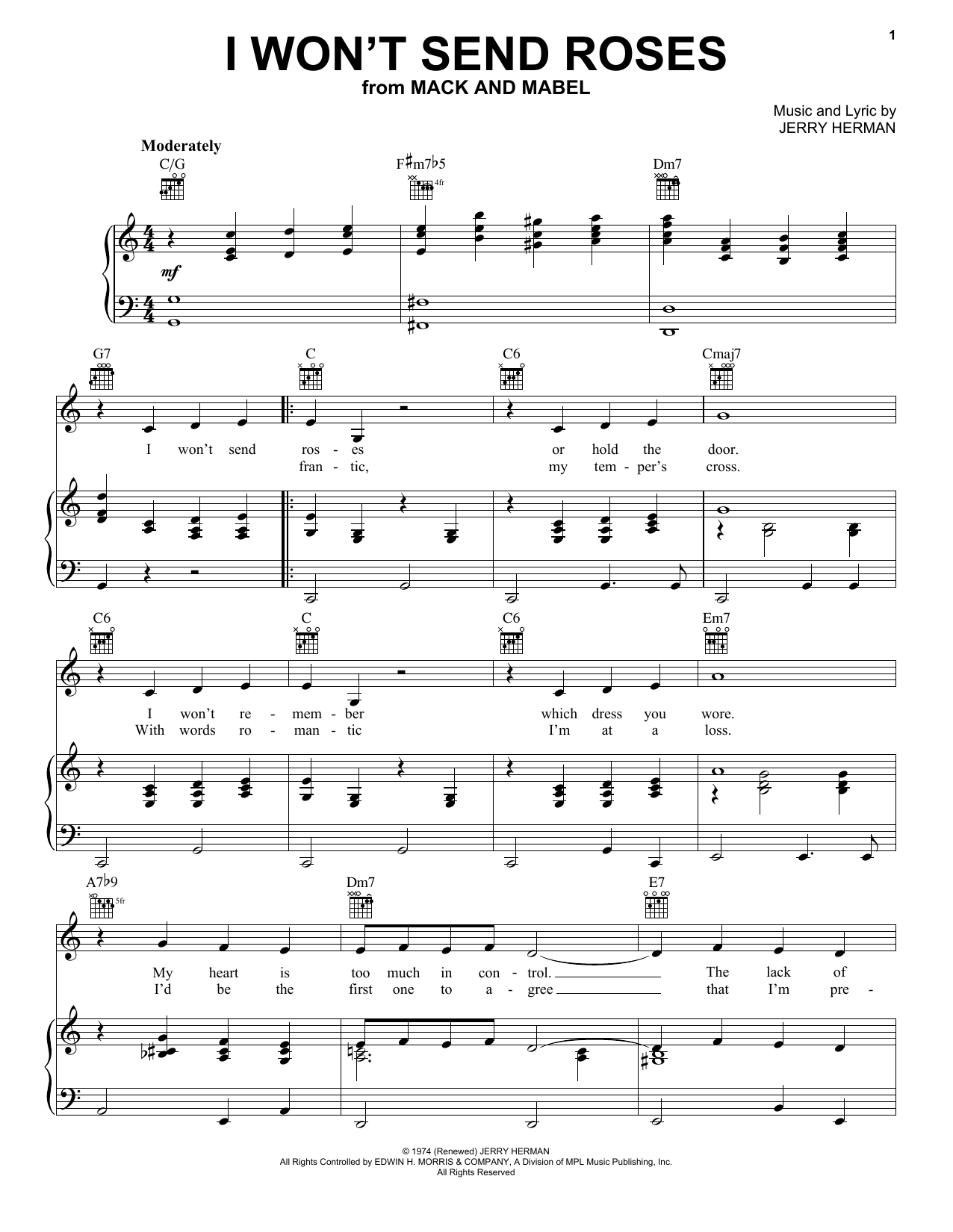 Download Michael Feinstein I Won't Send Roses Sheet Music and learn how to play Piano, Vocal & Guitar Chords (Right-Hand Melody) PDF digital score in minutes