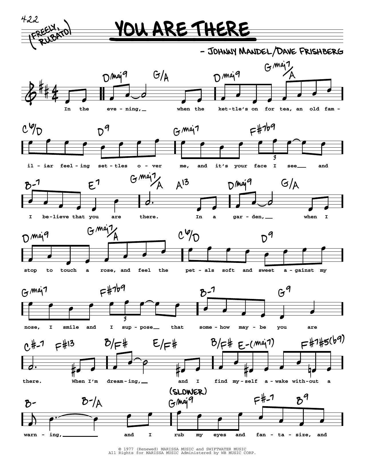 Download Michael Feinstein You Are There (High Voice) Sheet Music and learn how to play Real Book – Melody, Lyrics & Chords PDF digital score in minutes