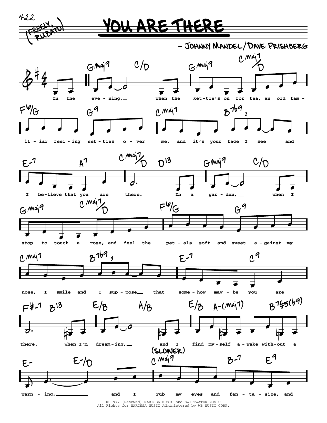 Download Michael Feinstein You Are There (Low Voice) Sheet Music and learn how to play Real Book – Melody, Lyrics & Chords PDF digital score in minutes