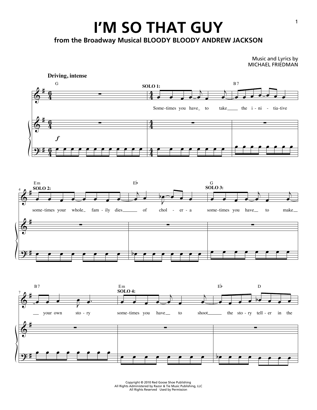 Download Michael Friedman I'm So That Guy Sheet Music and learn how to play Piano & Vocal PDF digital score in minutes