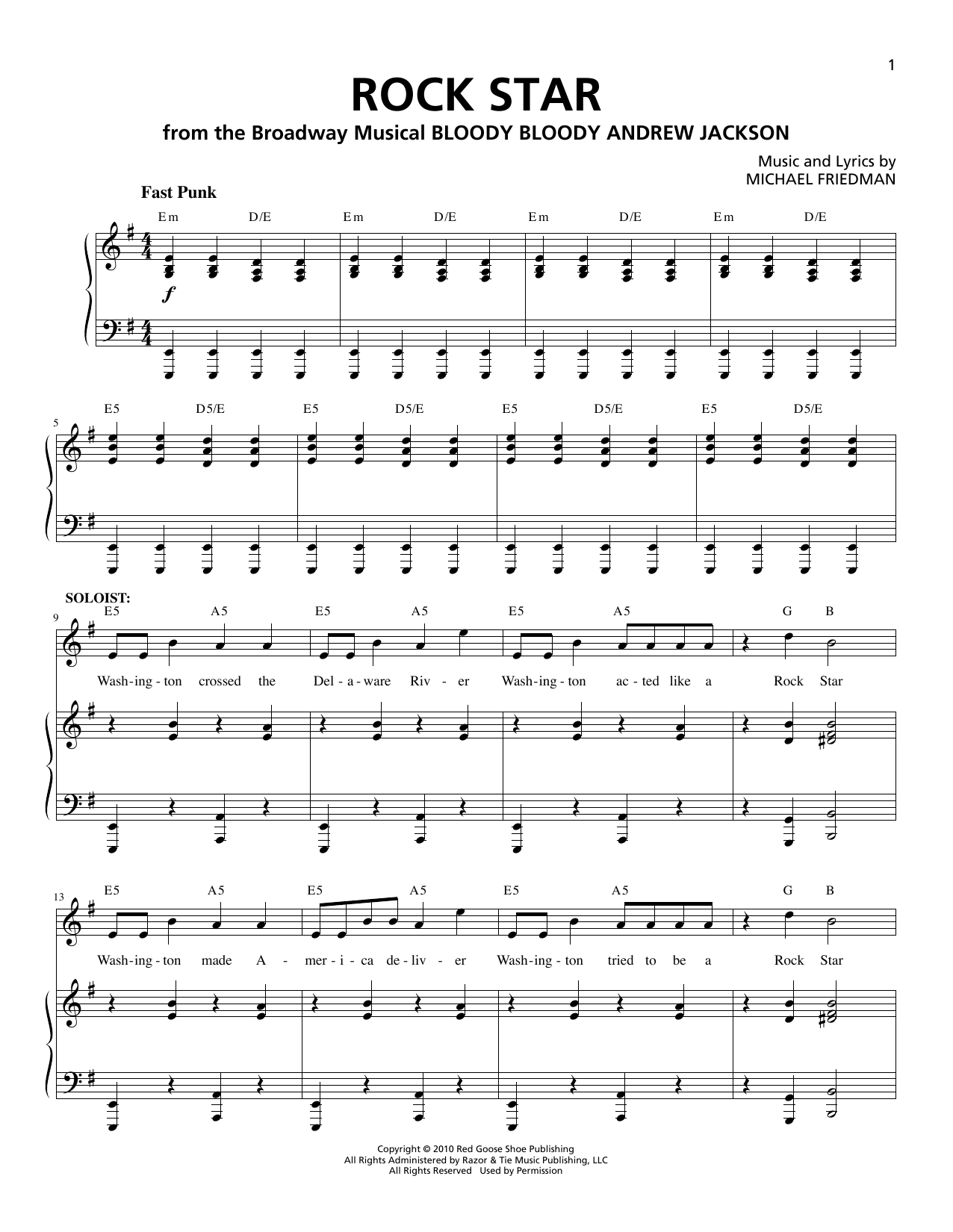 Download Michael Friedman Rock Star Sheet Music and learn how to play Piano & Vocal PDF digital score in minutes