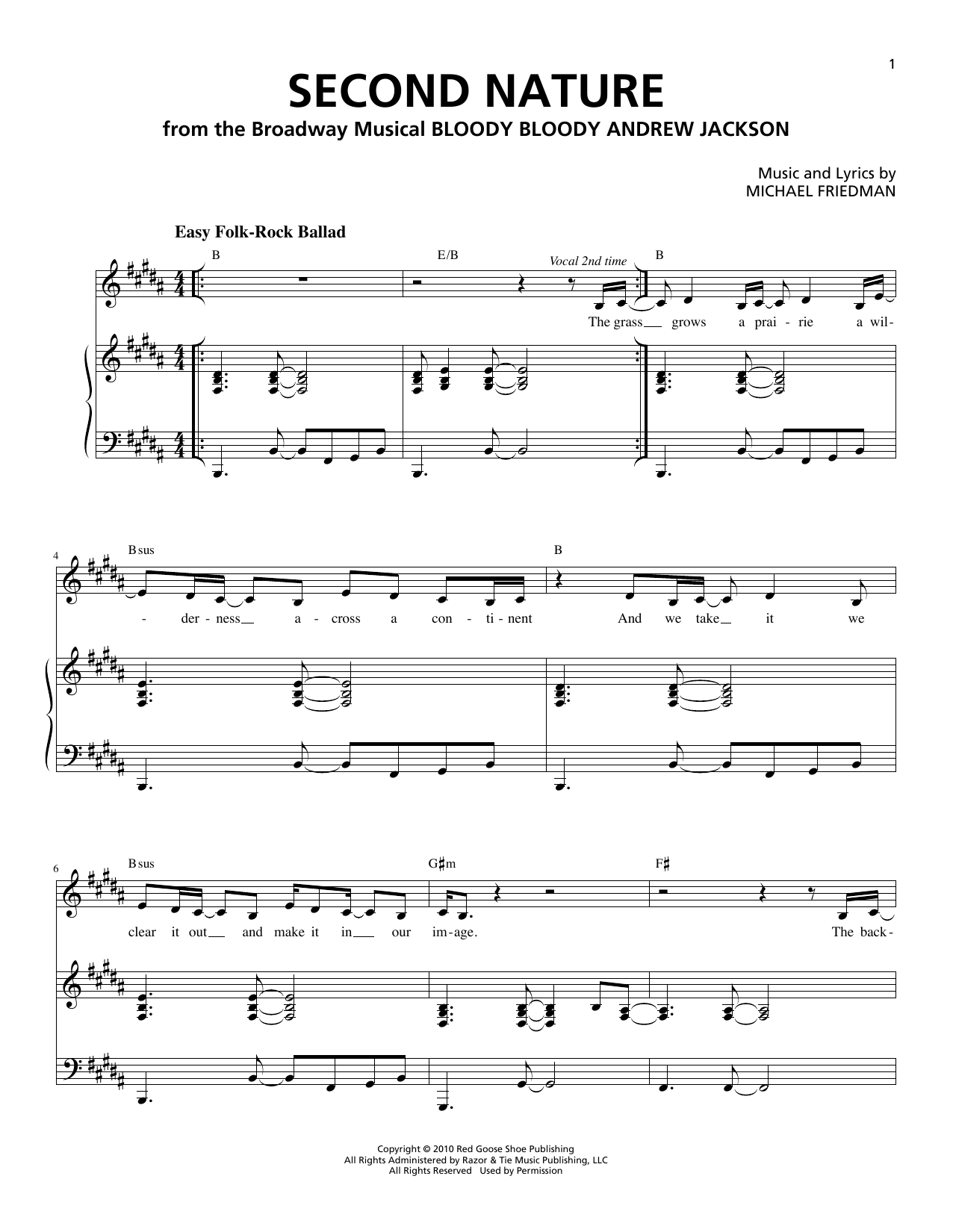 Download Michael Friedman Second Nature Sheet Music and learn how to play Piano & Vocal PDF digital score in minutes