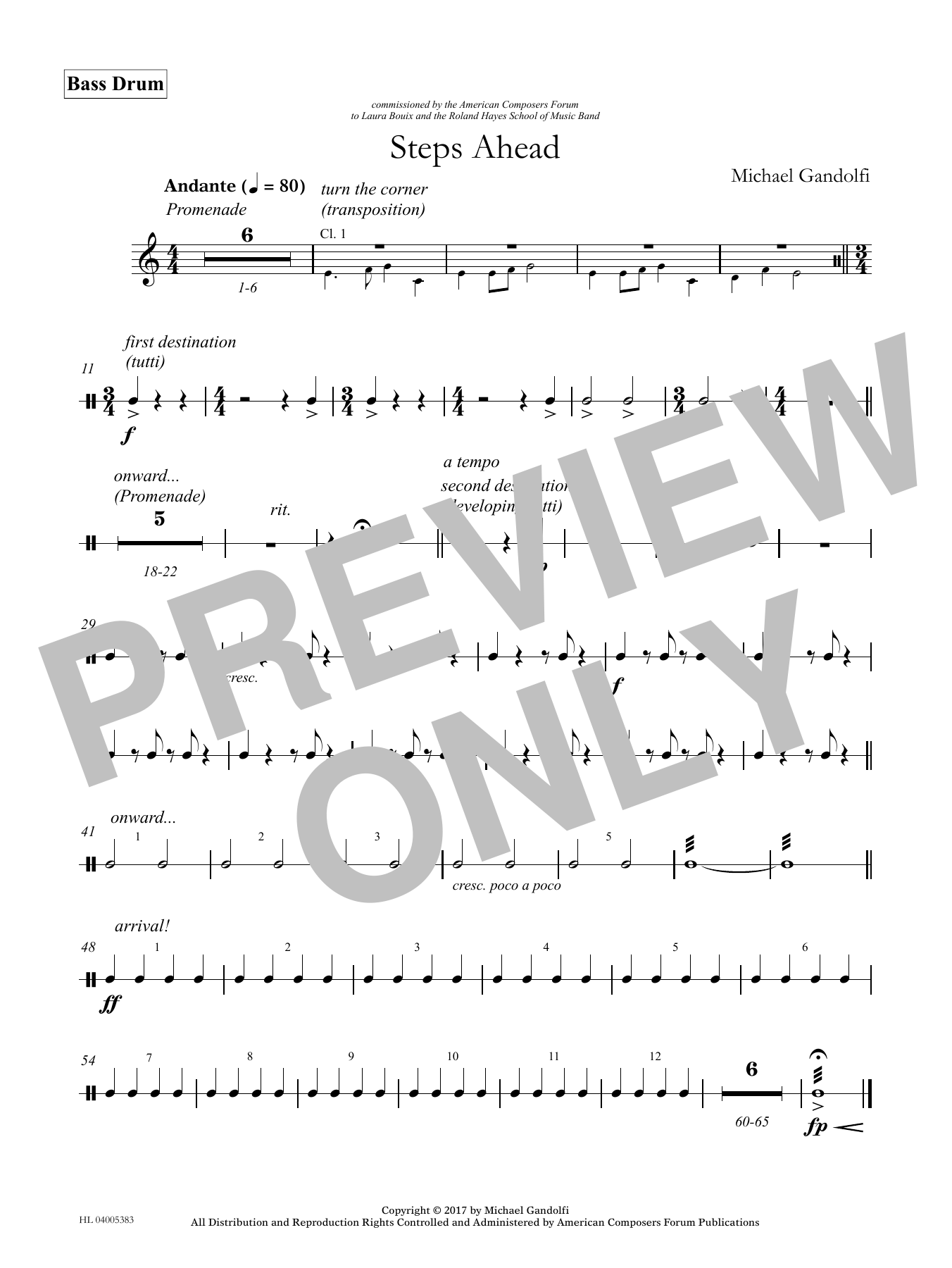 Download Michael Gandolfi Steps Ahead - Bass Drum Sheet Music and learn how to play Concert Band PDF digital score in minutes