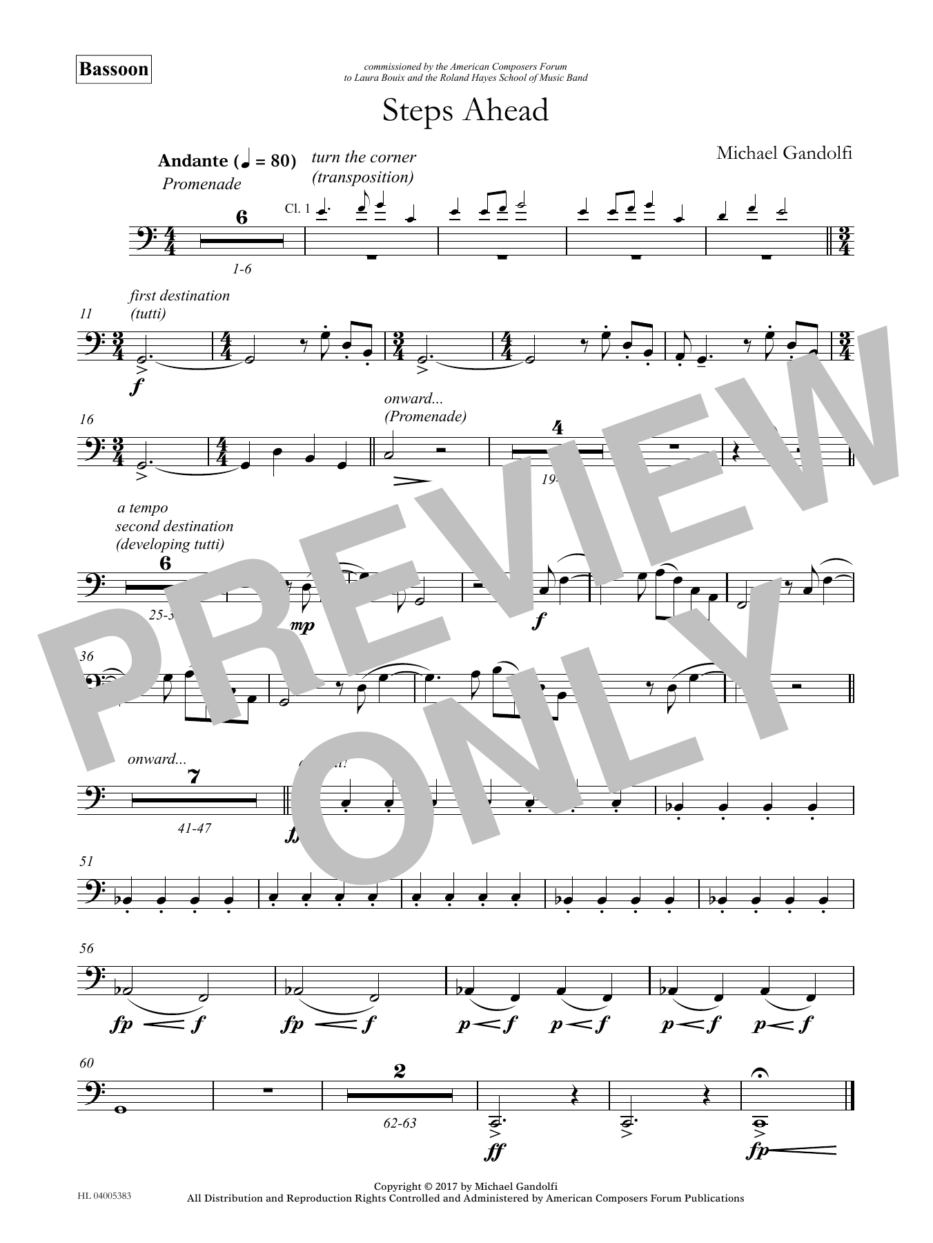 Download Michael Gandolfi Steps Ahead - Bassoon Sheet Music and learn how to play Concert Band PDF digital score in minutes