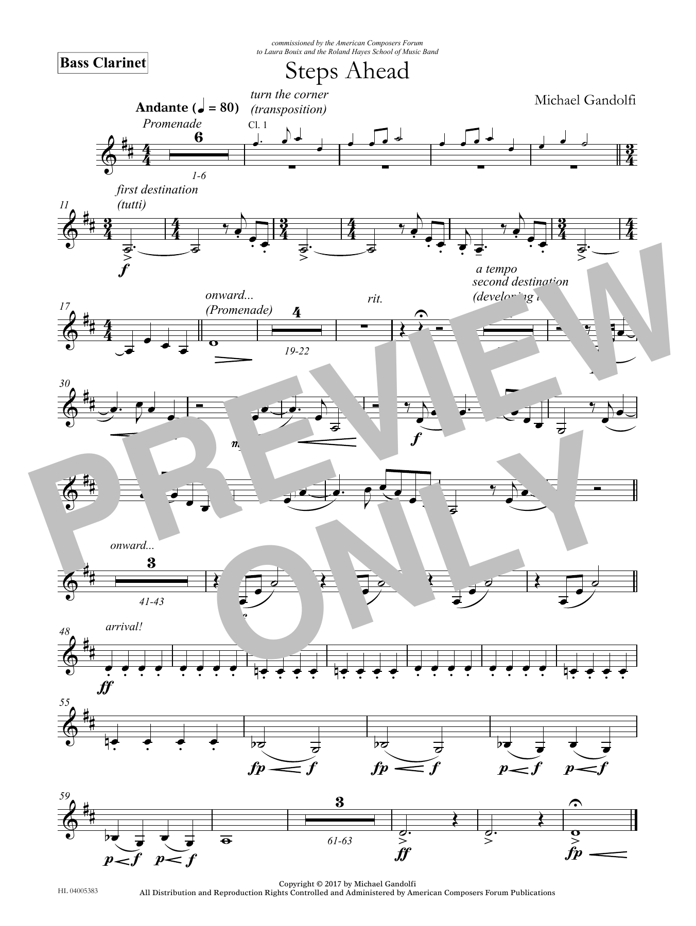 Download Michael Gandolfi Steps Ahead - Bb Bass Clarinet Sheet Music and learn how to play Concert Band PDF digital score in minutes