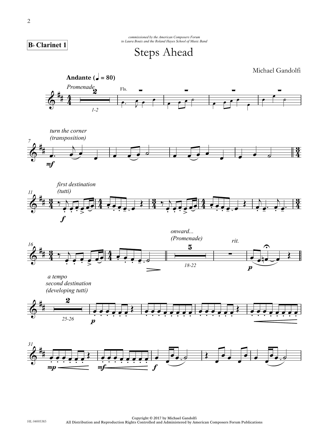 Download Michael Gandolfi Steps Ahead - Bb Clarinet 1 Sheet Music and learn how to play Concert Band PDF digital score in minutes