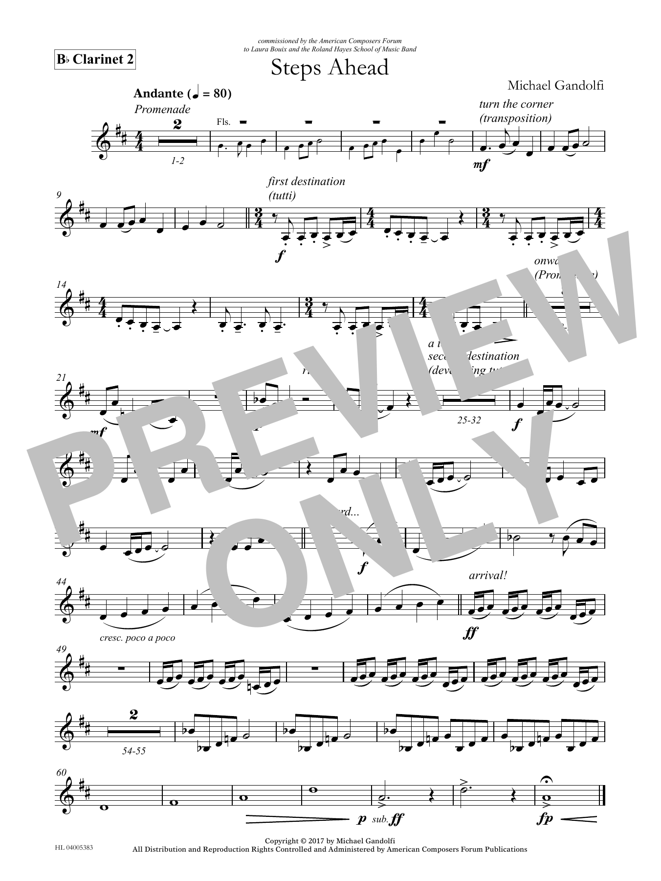 Download Michael Gandolfi Steps Ahead - Bb Clarinet 2 Sheet Music and learn how to play Concert Band PDF digital score in minutes