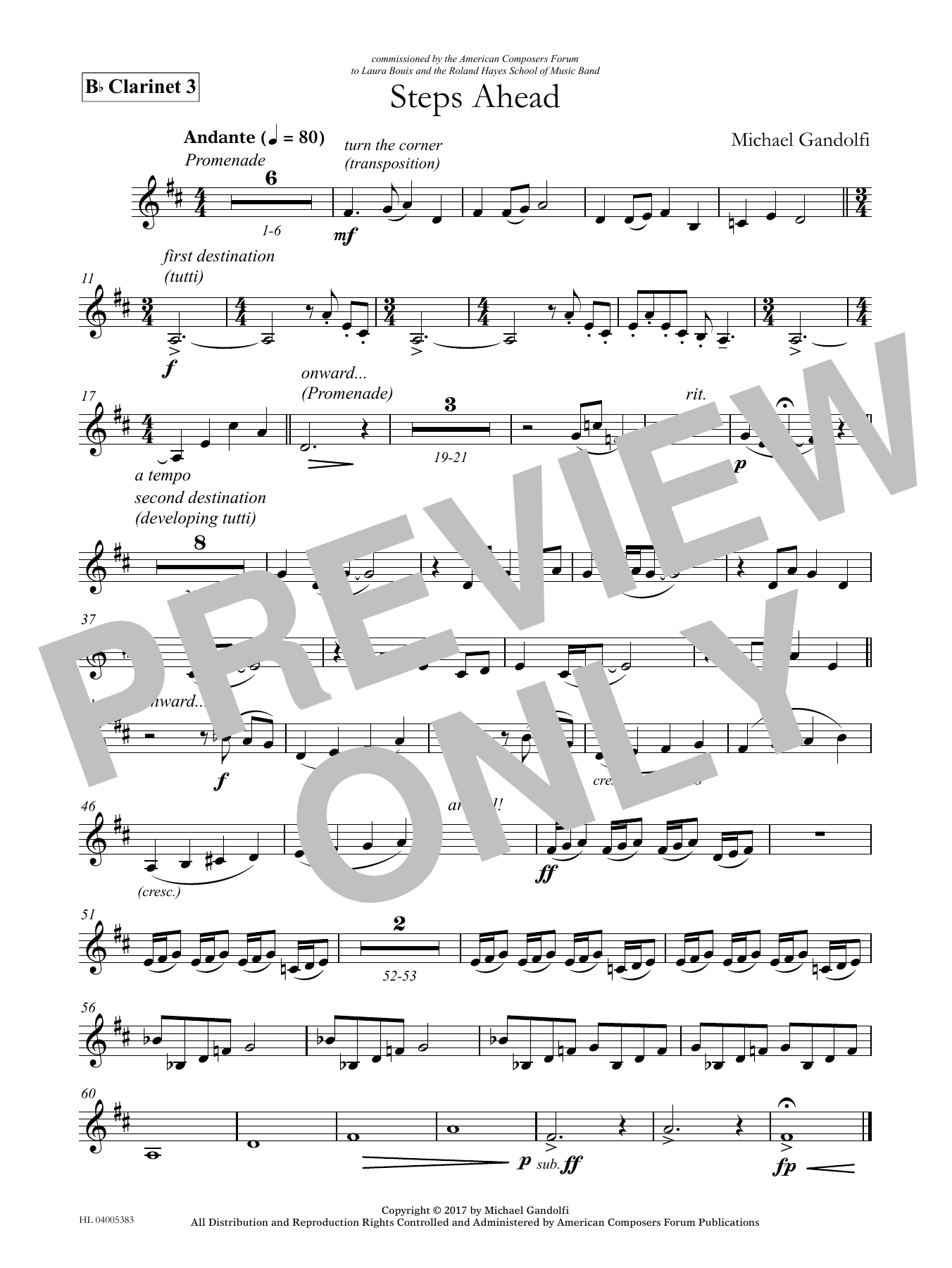 Download Michael Gandolfi Steps Ahead - Bb Clarinet 3 Sheet Music and learn how to play Concert Band PDF digital score in minutes