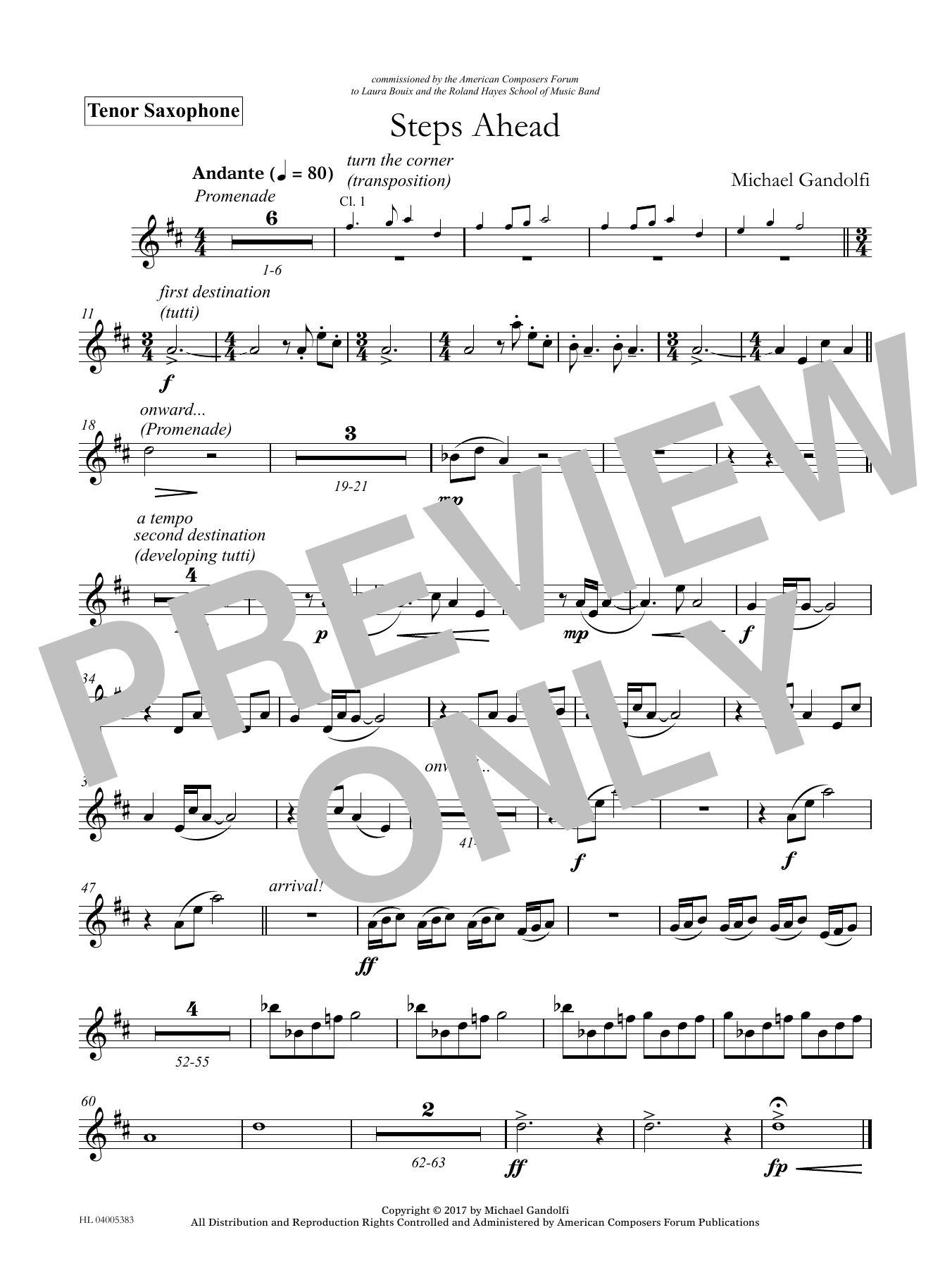 Download Michael Gandolfi Steps Ahead - Bb Tenor Saxophone Sheet Music and learn how to play Concert Band PDF digital score in minutes