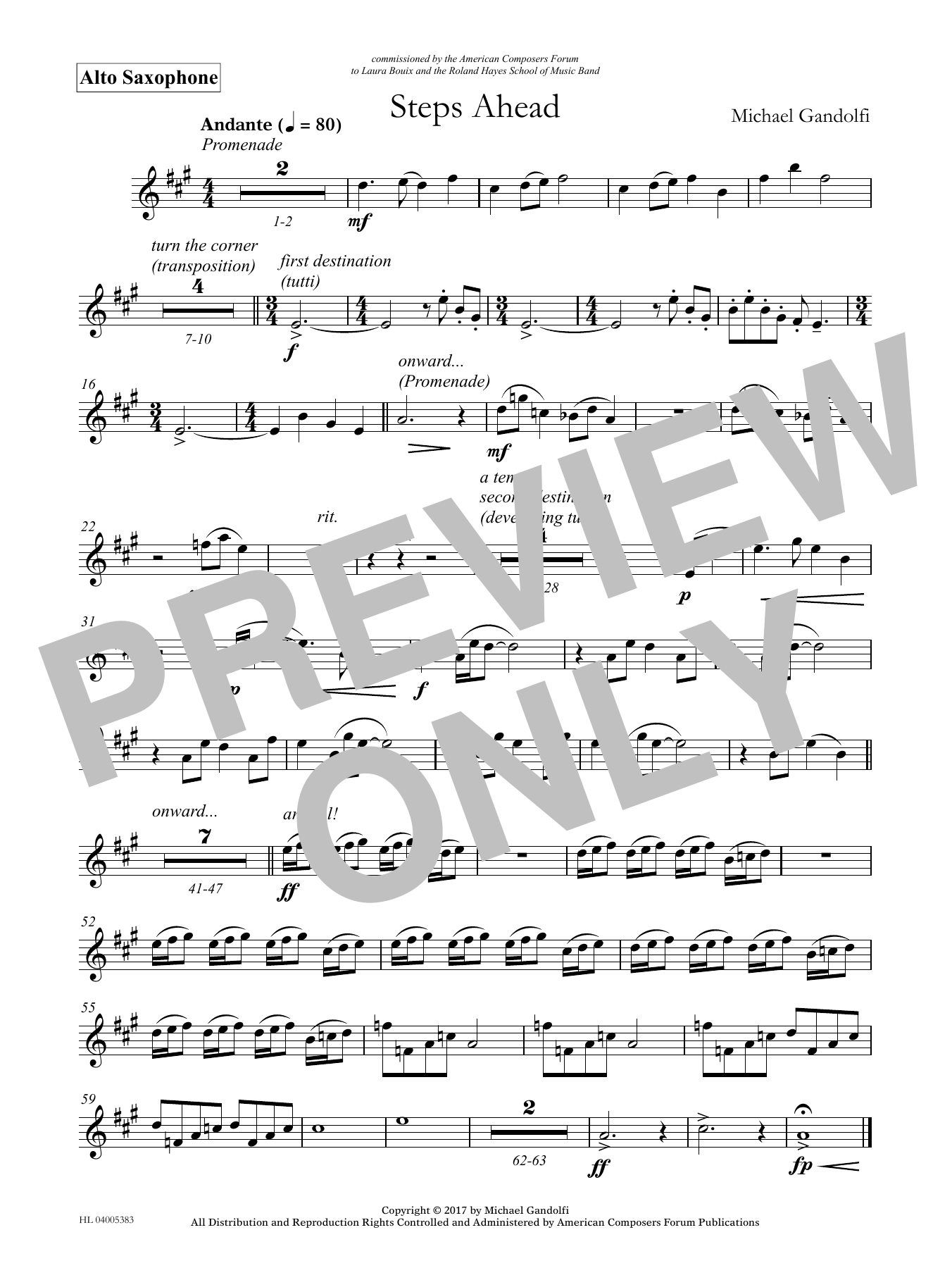 Download Michael Gandolfi Steps Ahead - Eb Alto Saxophone Sheet Music and learn how to play Concert Band PDF digital score in minutes