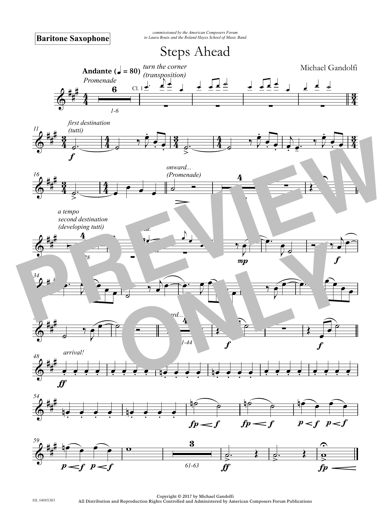 Download Michael Gandolfi Steps Ahead - Eb Baritone Saxophone Sheet Music and learn how to play Concert Band PDF digital score in minutes