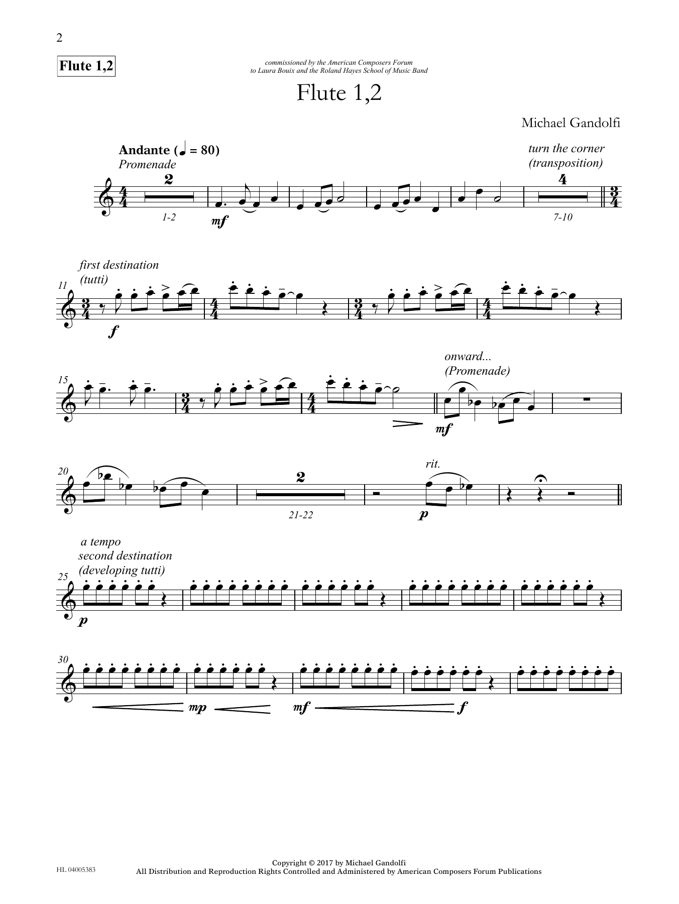 Download Michael Gandolfi Steps Ahead - Flute 1 & 2 Sheet Music and learn how to play Concert Band PDF digital score in minutes