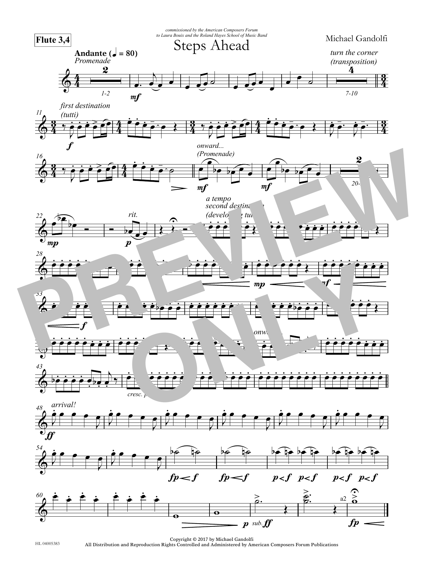 Download Michael Gandolfi Steps Ahead - Flute 3 & 4 Sheet Music and learn how to play Concert Band PDF digital score in minutes