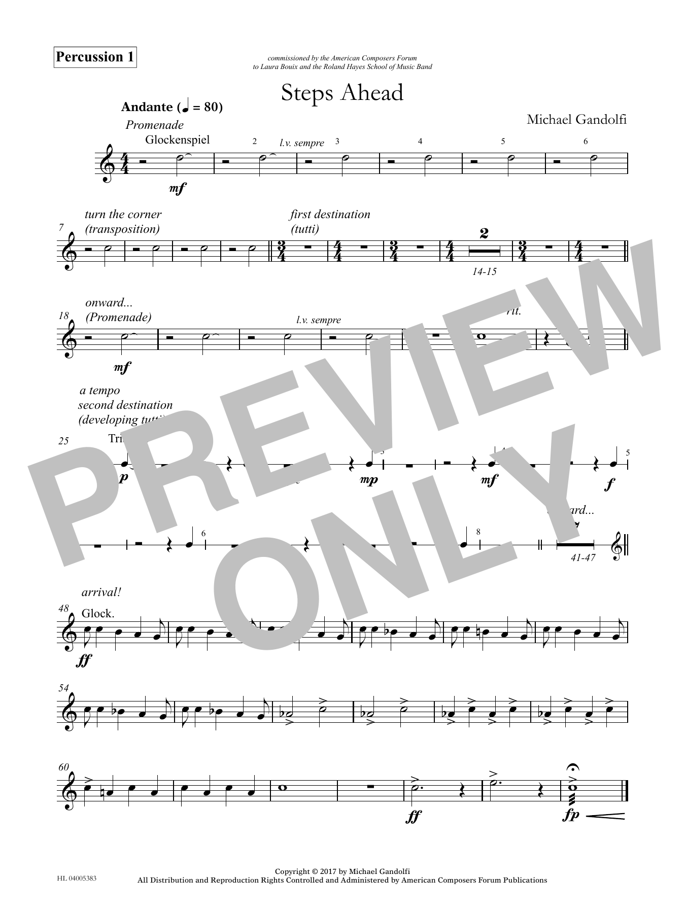 Download Michael Gandolfi Steps Ahead - Glockenspiel Sheet Music and learn how to play Concert Band PDF digital score in minutes