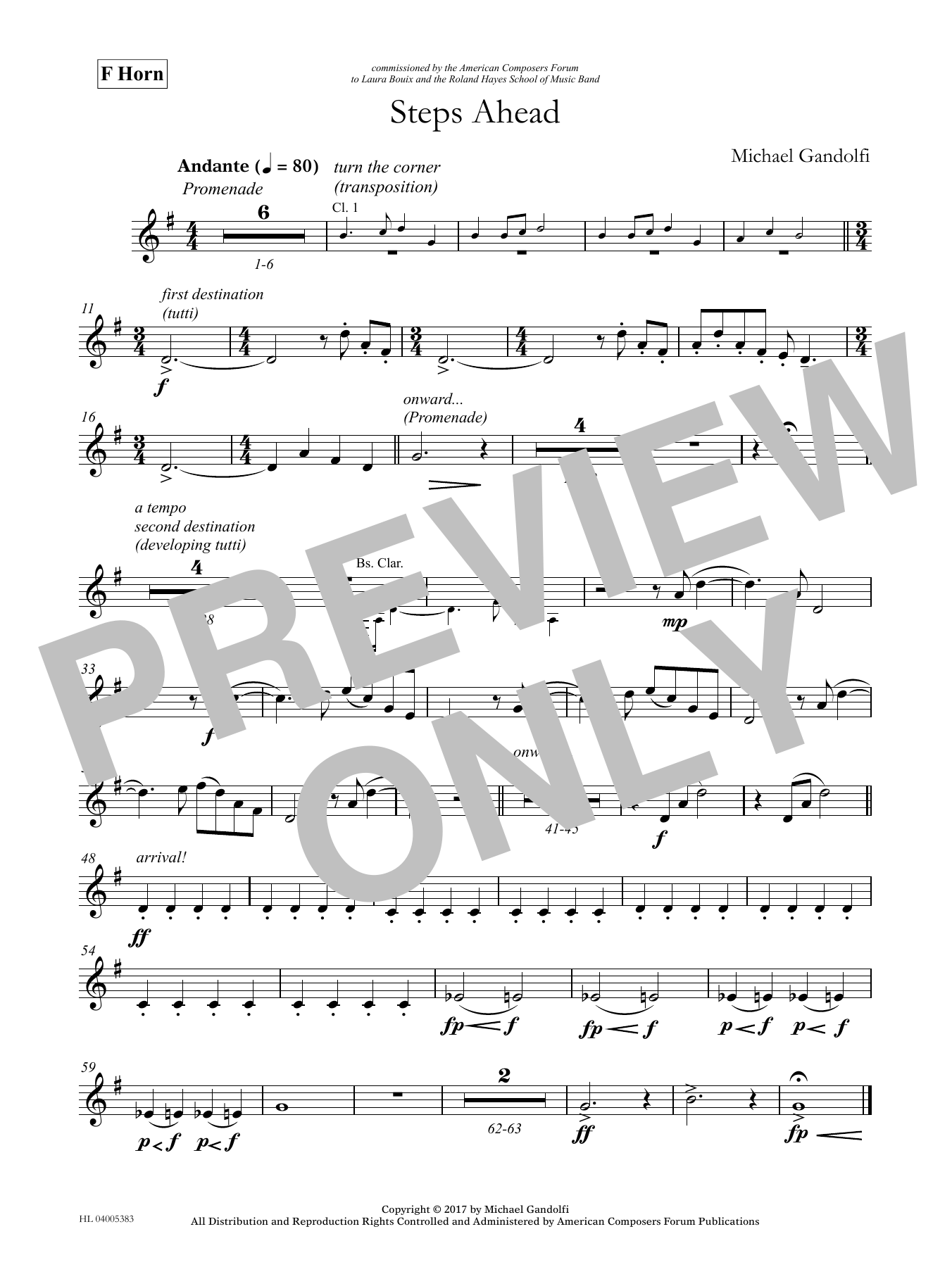Download Michael Gandolfi Steps Ahead - Horn Sheet Music and learn how to play Concert Band PDF digital score in minutes