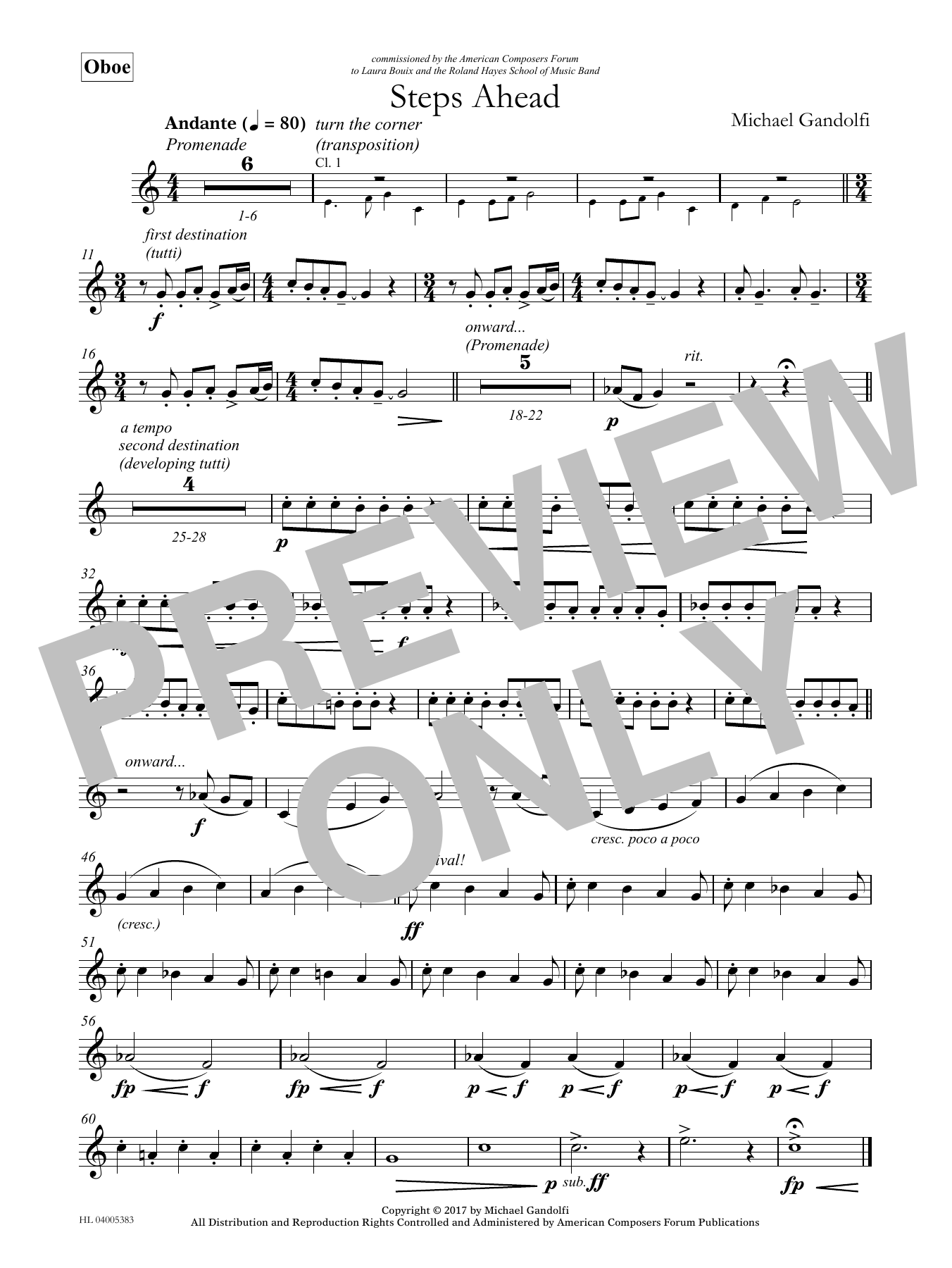 Download Michael Gandolfi Steps Ahead - Oboe Sheet Music and learn how to play Concert Band PDF digital score in minutes
