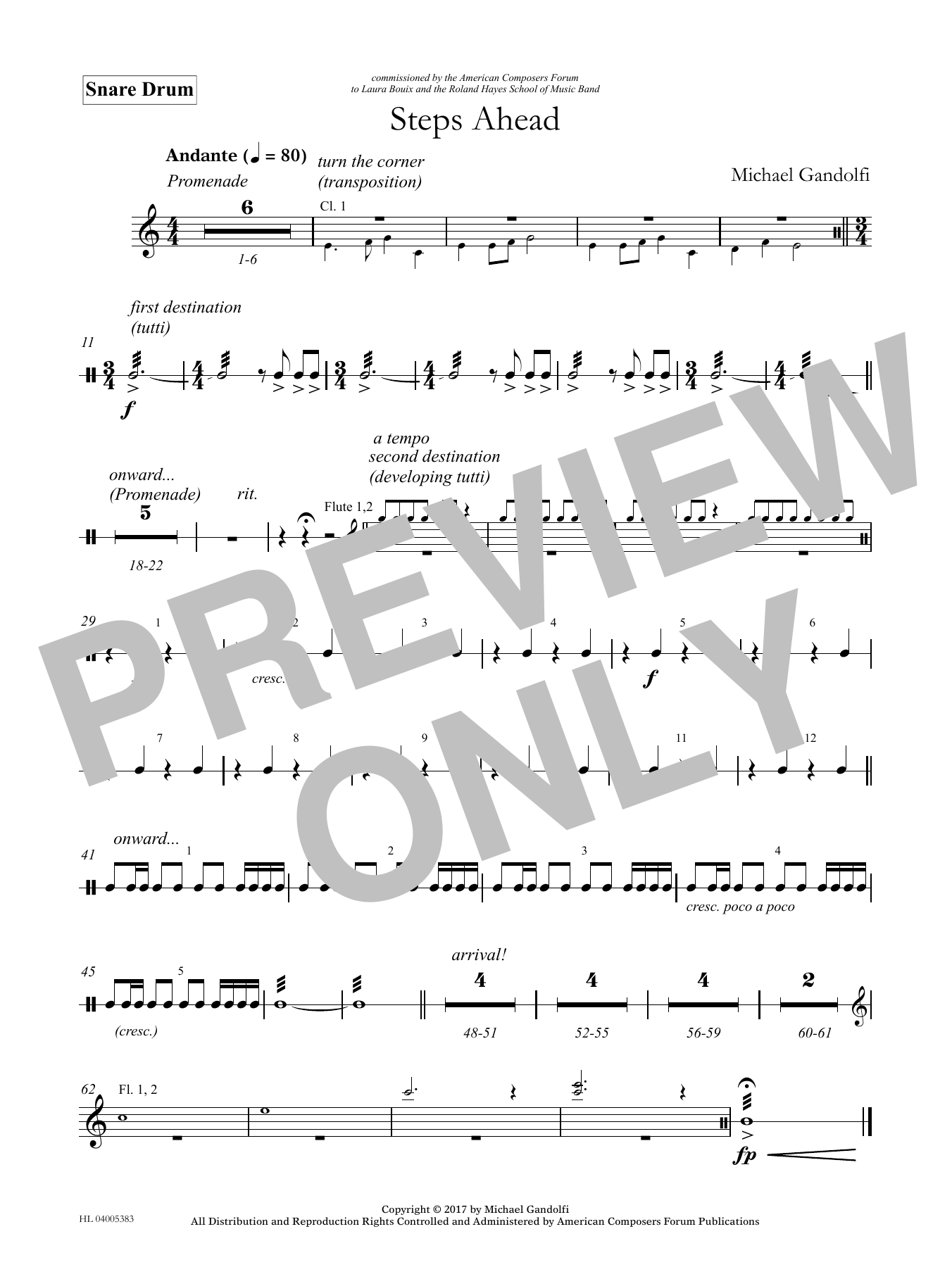 Download Michael Gandolfi Steps Ahead - Snare Drum Sheet Music and learn how to play Concert Band PDF digital score in minutes