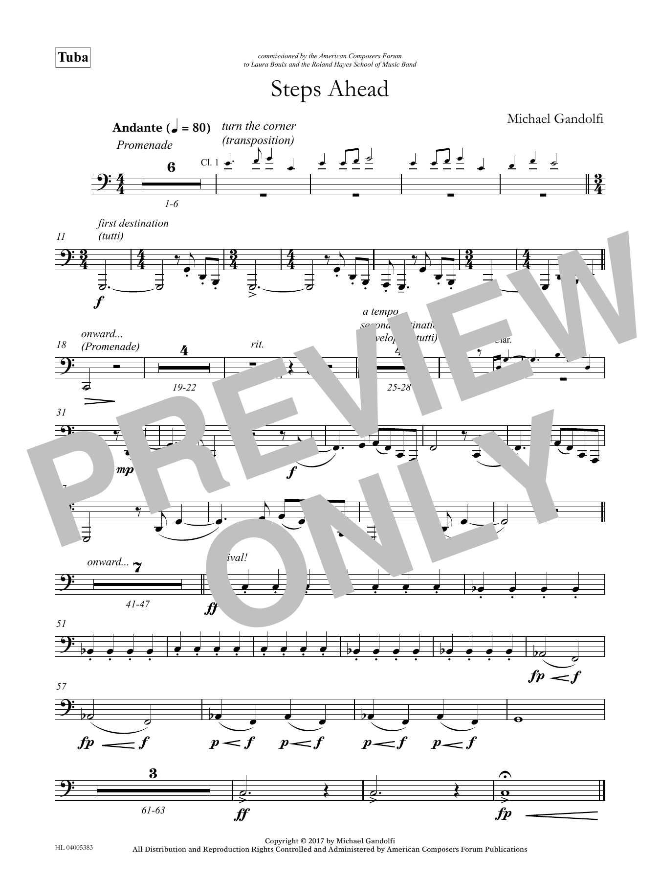 Download Michael Gandolfi Steps Ahead - Tuba Sheet Music and learn how to play Concert Band PDF digital score in minutes