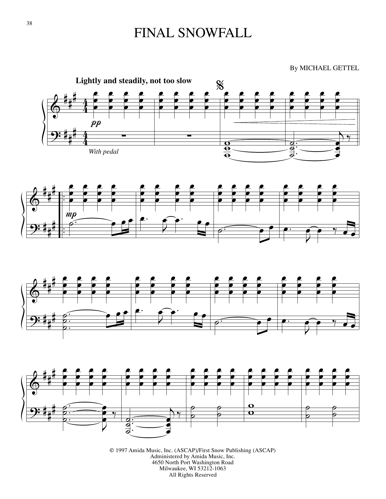 Download Michael Gettel Final Snowfall Sheet Music and learn how to play Piano Solo PDF digital score in minutes