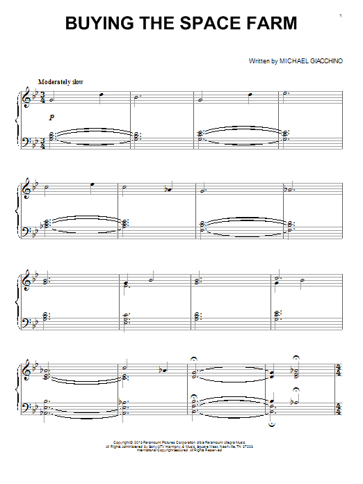 Download Michael Giacchino Buying The Space Farm Sheet Music and learn how to play Piano PDF digital score in minutes