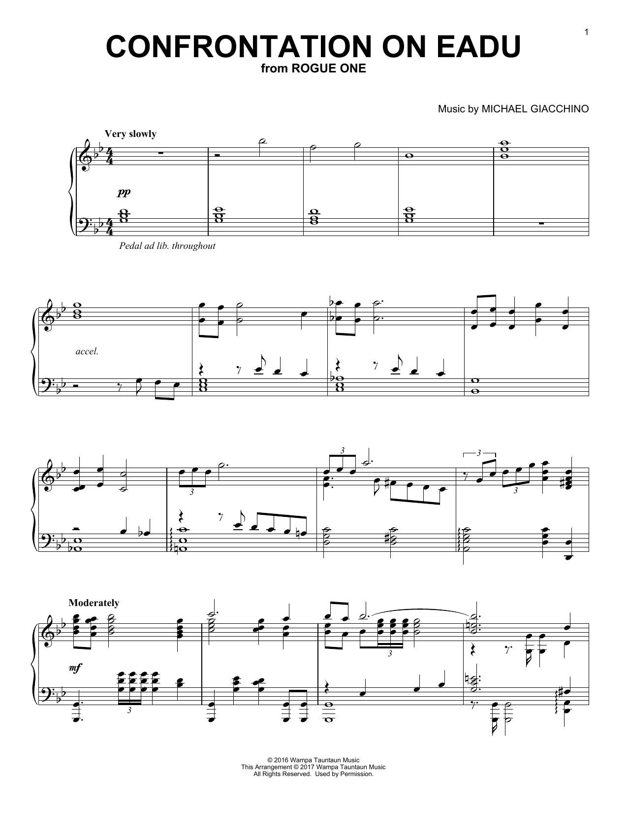 Download Michael Giacchino Confrontation On Eadu Sheet Music and learn how to play Piano PDF digital score in minutes