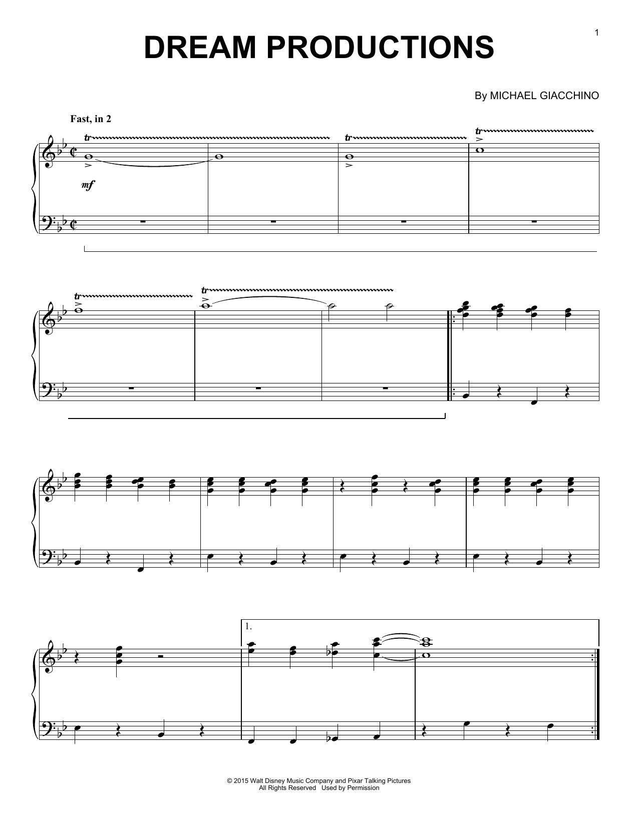 Download Michael Giacchino Dream Productions Sheet Music and learn how to play Piano PDF digital score in minutes