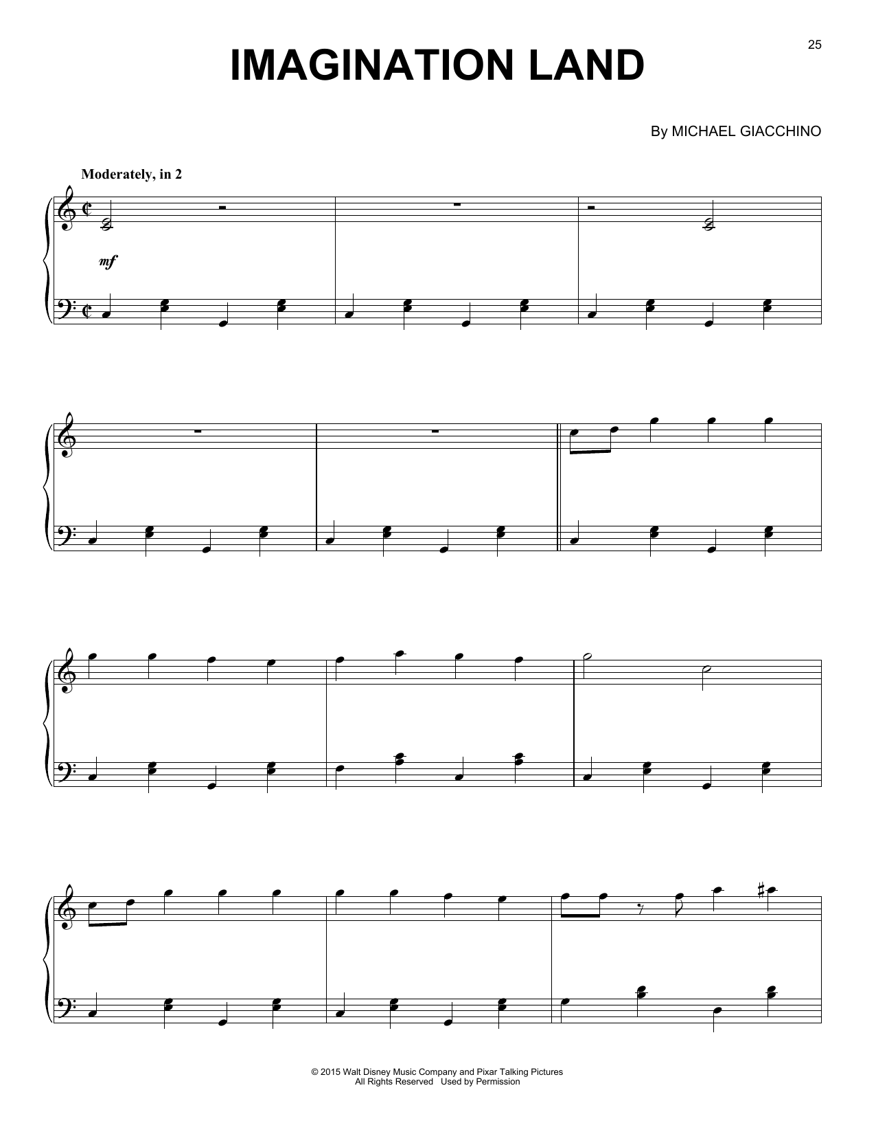 Download Michael Giacchino Imagination Land Sheet Music and learn how to play Piano PDF digital score in minutes