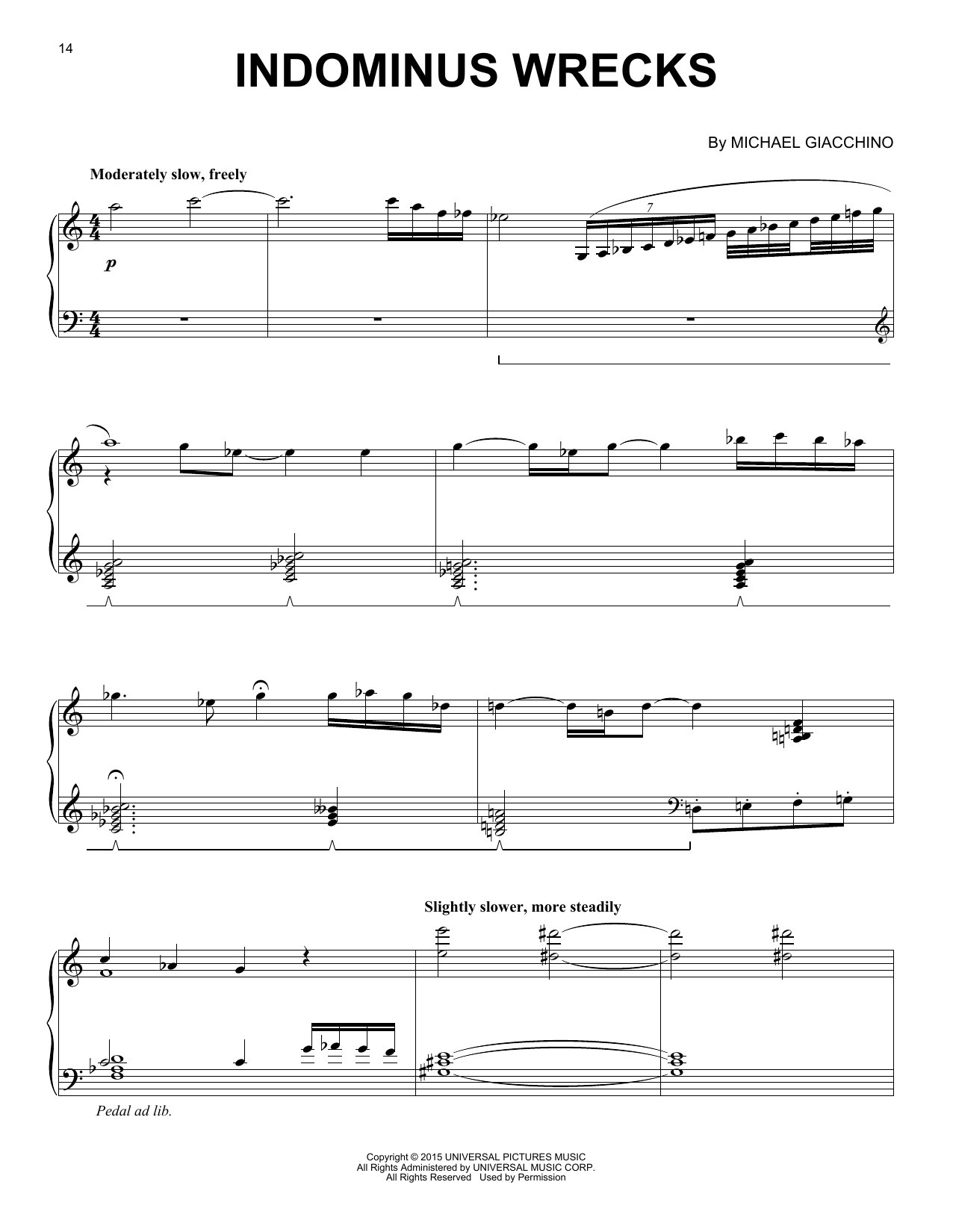 Download Michael Giacchino Indominus Wrecks Sheet Music and learn how to play Piano PDF digital score in minutes