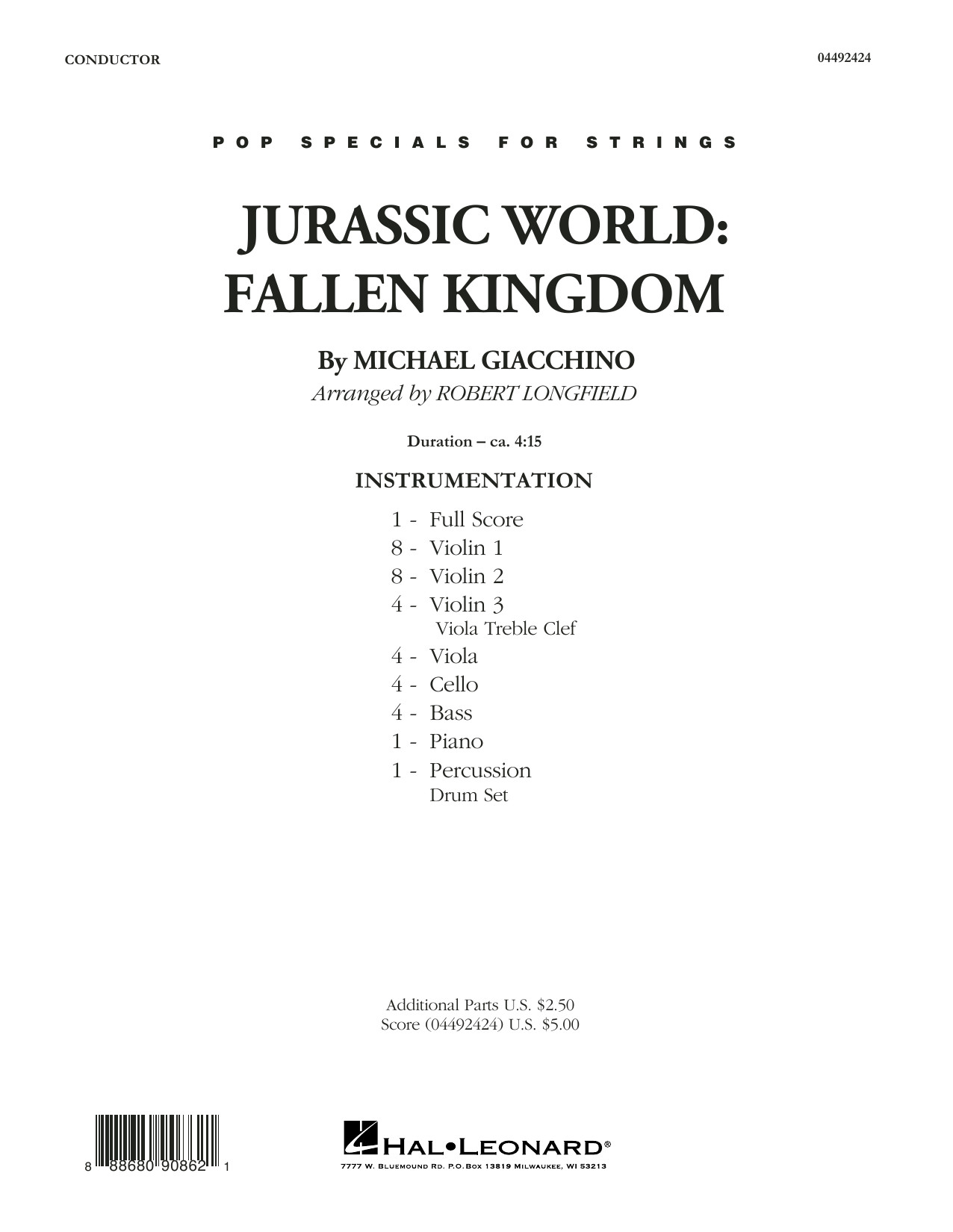 Download Michael Giacchino Jurassic World: Fallen Kingdom (arr. Robert Longfield) - Conductor Score (Full S Sheet Music and learn how to play Orchestra PDF digital score in minutes