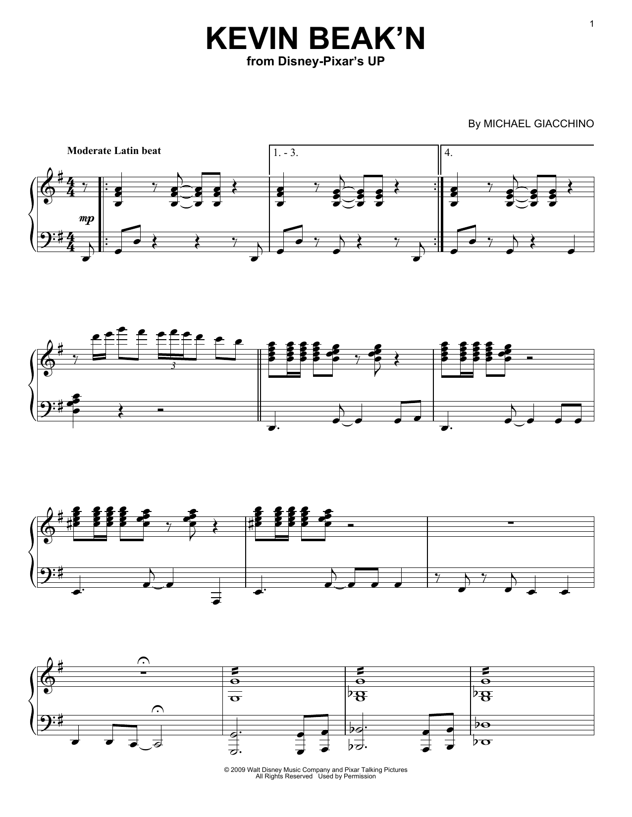 Download Michael Giacchino Kevin Beak'n Sheet Music and learn how to play Piano PDF digital score in minutes