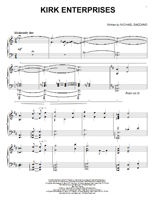 Download Michael Giacchino Kirk Enterprises Sheet Music and learn how to play Piano PDF digital score in minutes