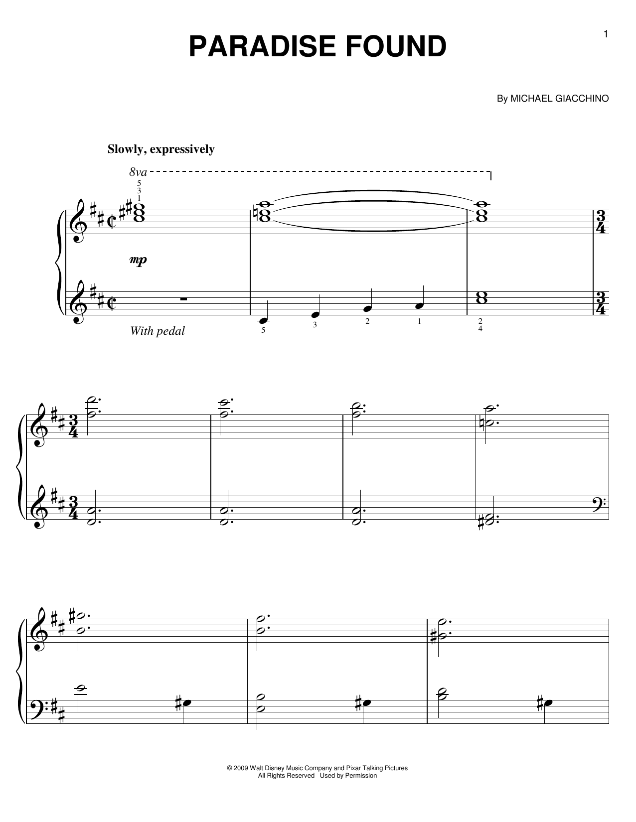 Download Michael Giacchino Paradise Found Sheet Music and learn how to play Easy Piano PDF digital score in minutes