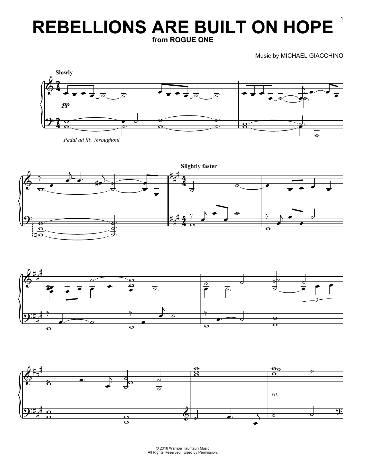 Download Michael Giacchino Rebellions Are Built On Hope Sheet Music and learn how to play Piano PDF digital score in minutes