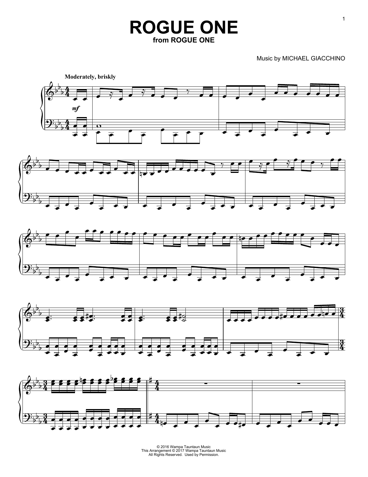 Download Michael Giacchino Rogue One Sheet Music and learn how to play Piano PDF digital score in minutes