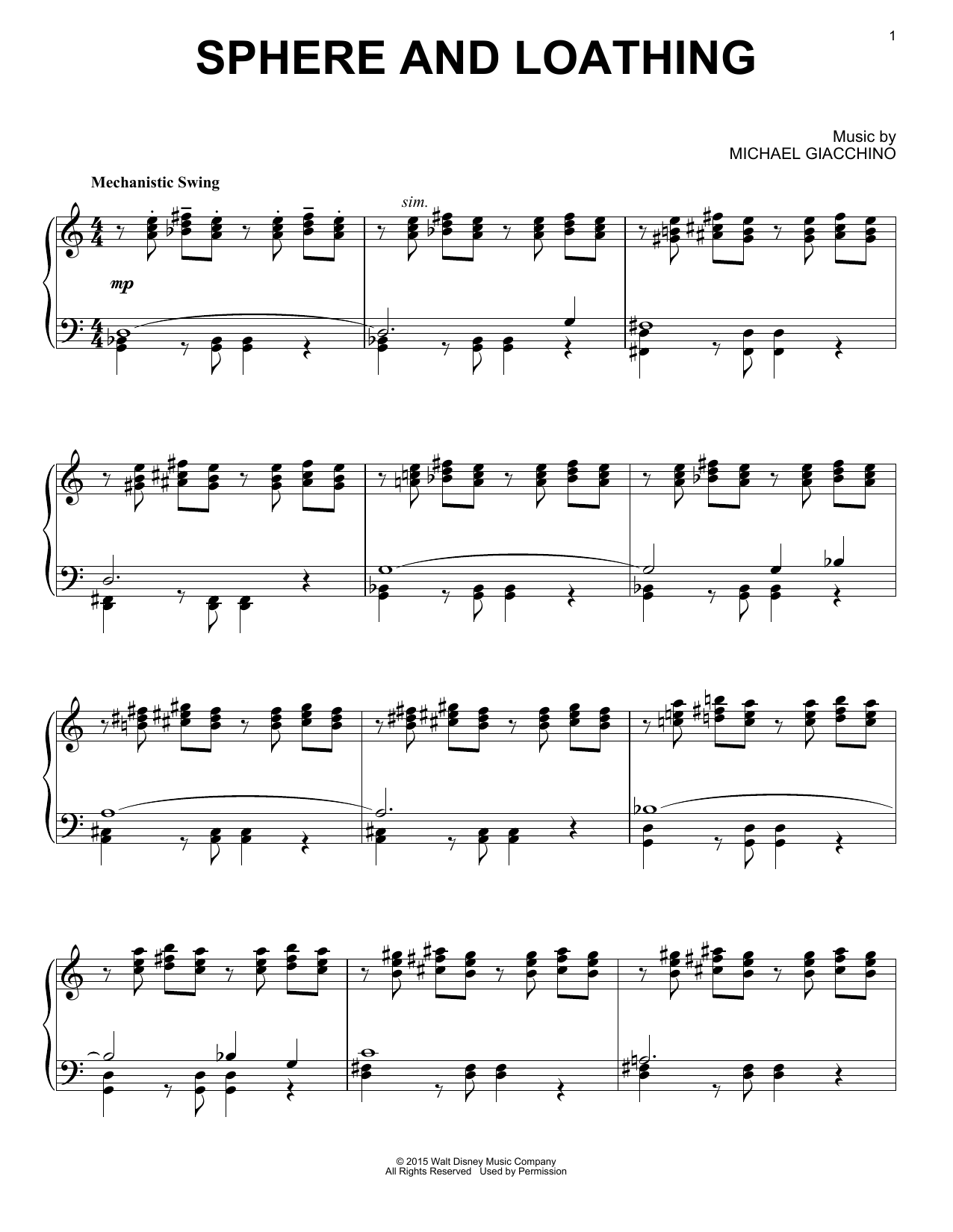 Download Michael Giacchino Sphere And Loathing Sheet Music and learn how to play Piano PDF digital score in minutes