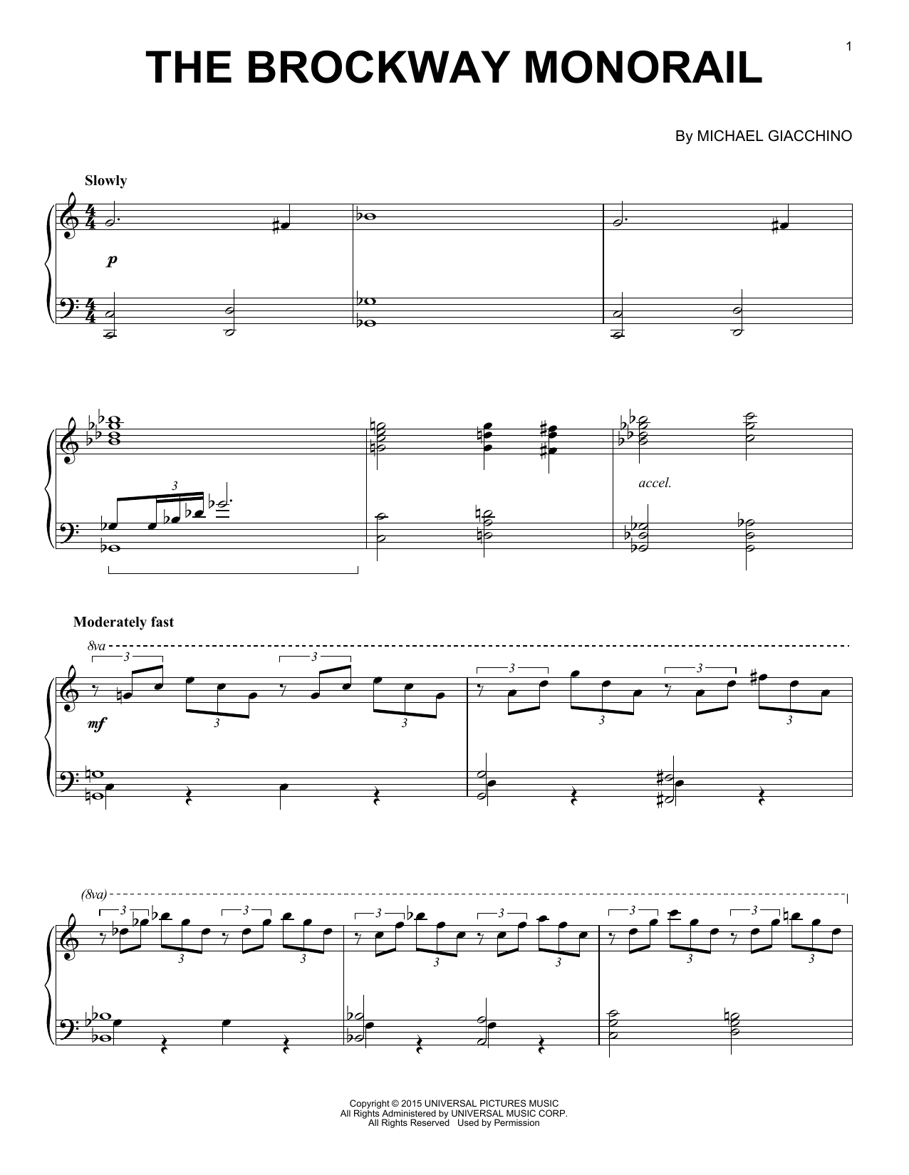 Download Michael Giacchino The Brockway Monorail Sheet Music and learn how to play Piano PDF digital score in minutes