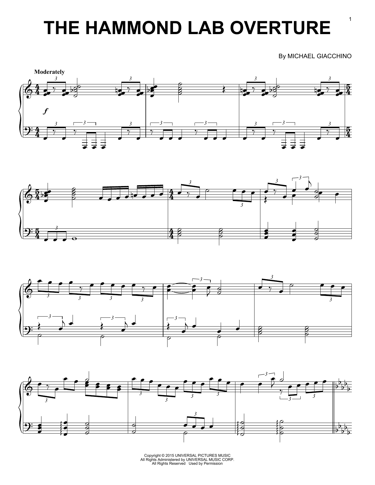 Download Michael Giacchino The Hammond Lab Overture Sheet Music and learn how to play Piano PDF digital score in minutes