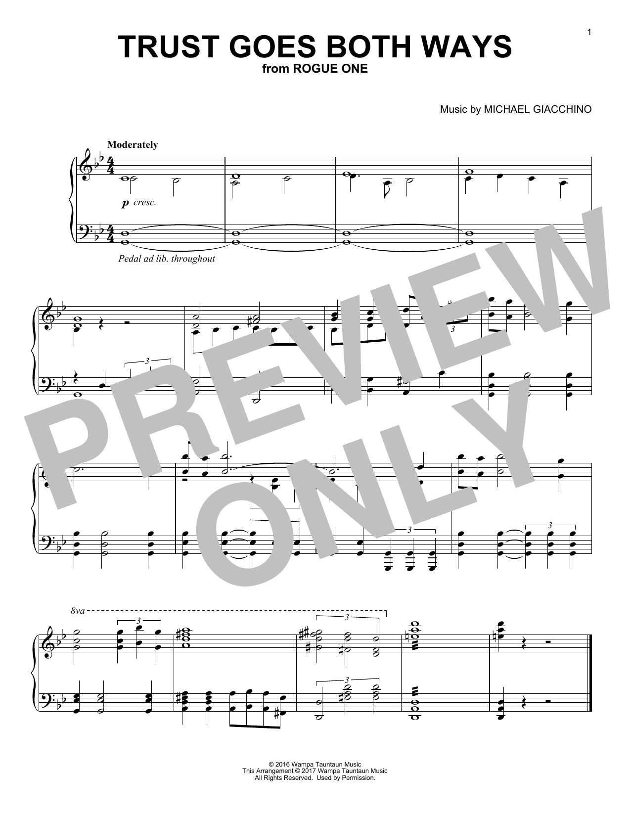 Download Michael Giacchino Trust Goes Both Ways Sheet Music and learn how to play Easy Piano PDF digital score in minutes