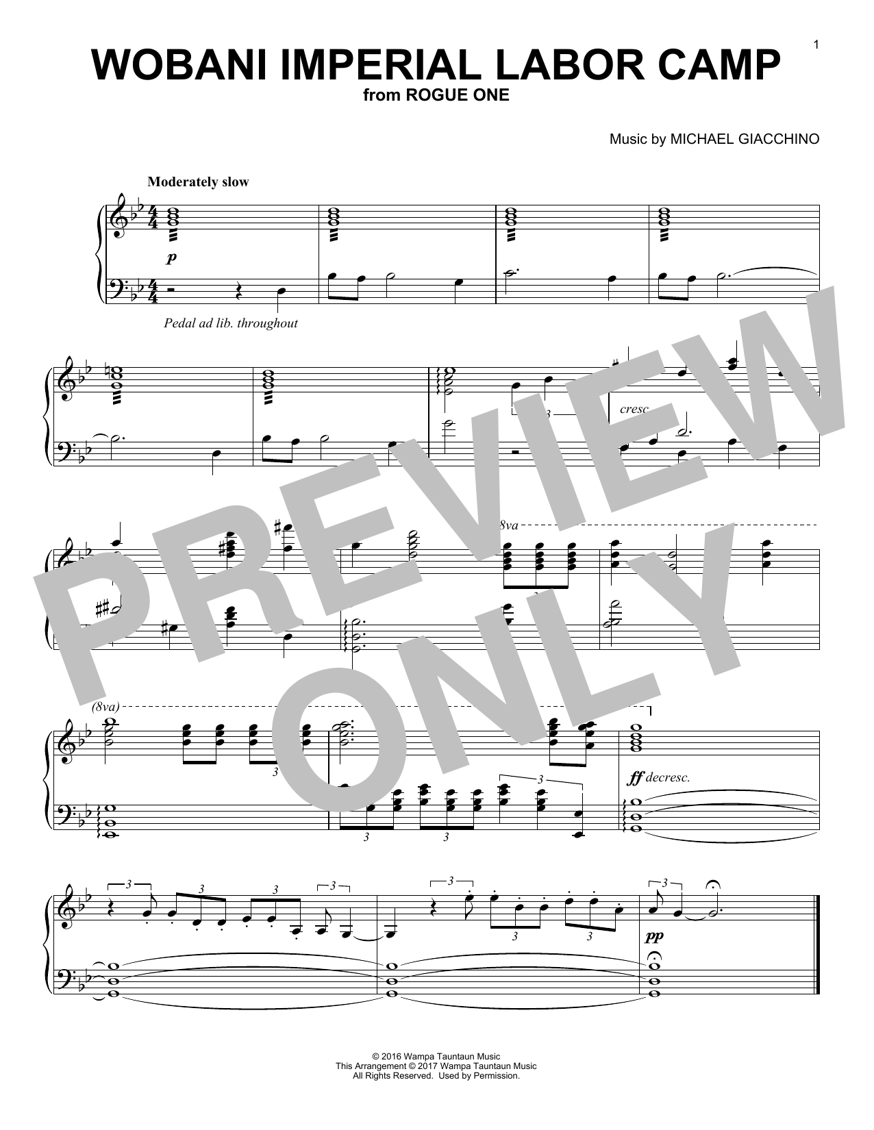 Download Michael Giacchino Wobani Imperial Labor Camp Sheet Music and learn how to play Piano PDF digital score in minutes